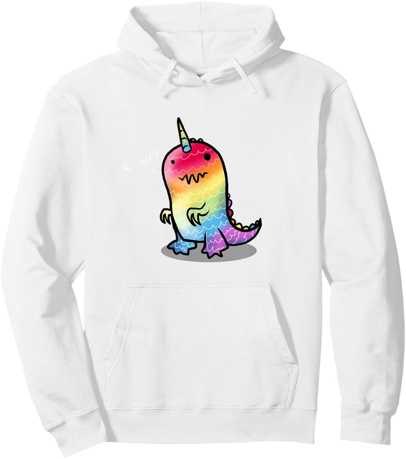 RAWR! | Cute Rainbow Dinosaur Unicorn Shirt Hoodie - Hoodie | White