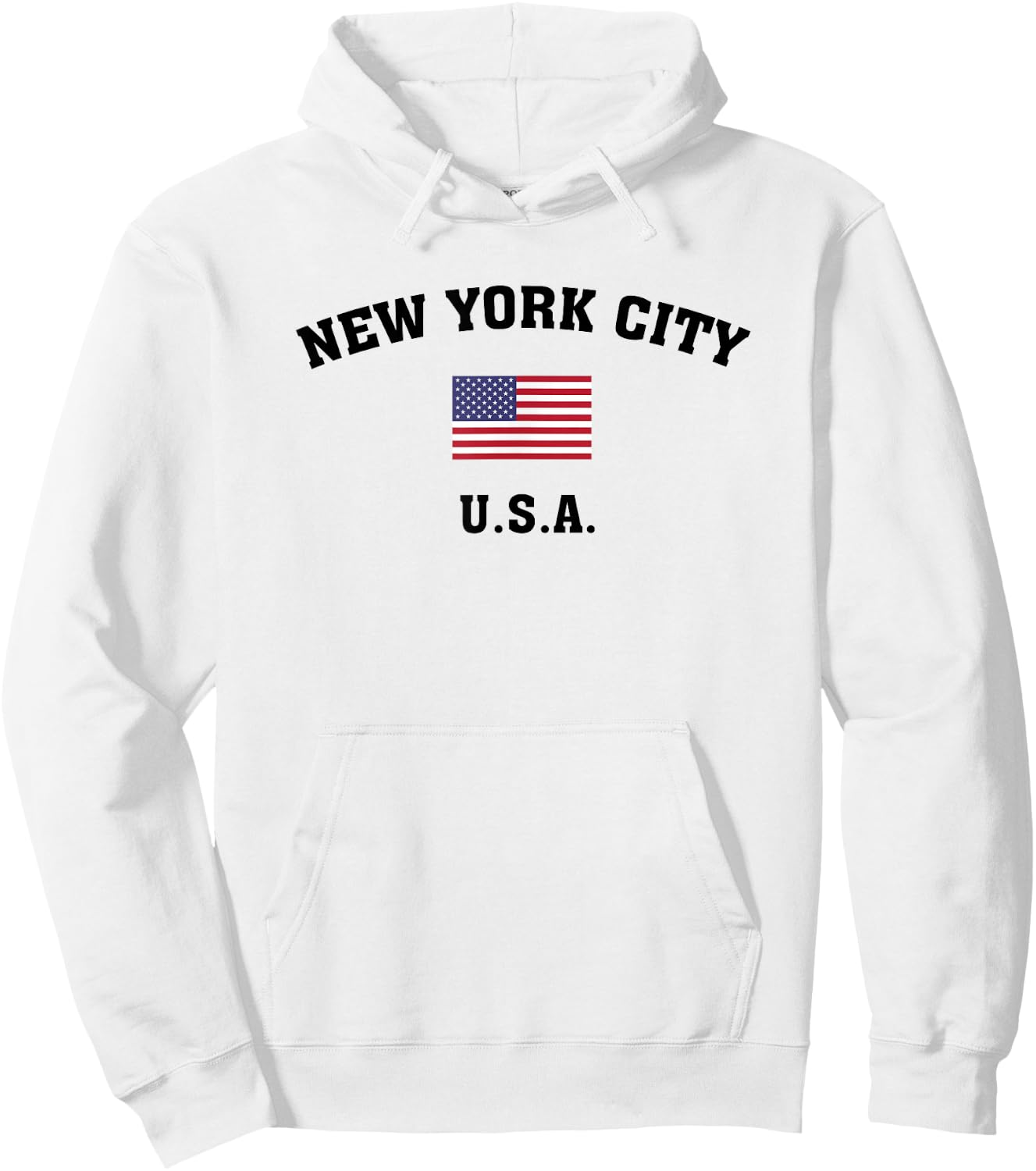 New York City USA with American Flag T Shirt Hoodie - Hoodie | White