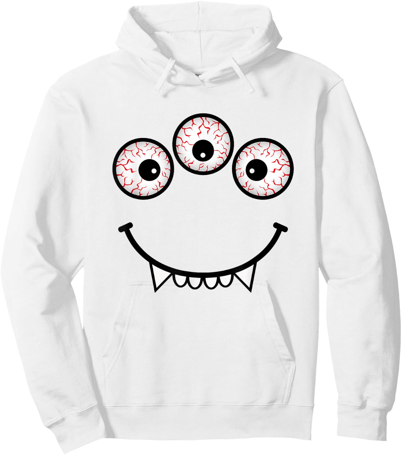 Three Eyed Monster Face Funny Halloween Costume Hoodie - Hoodie | White
