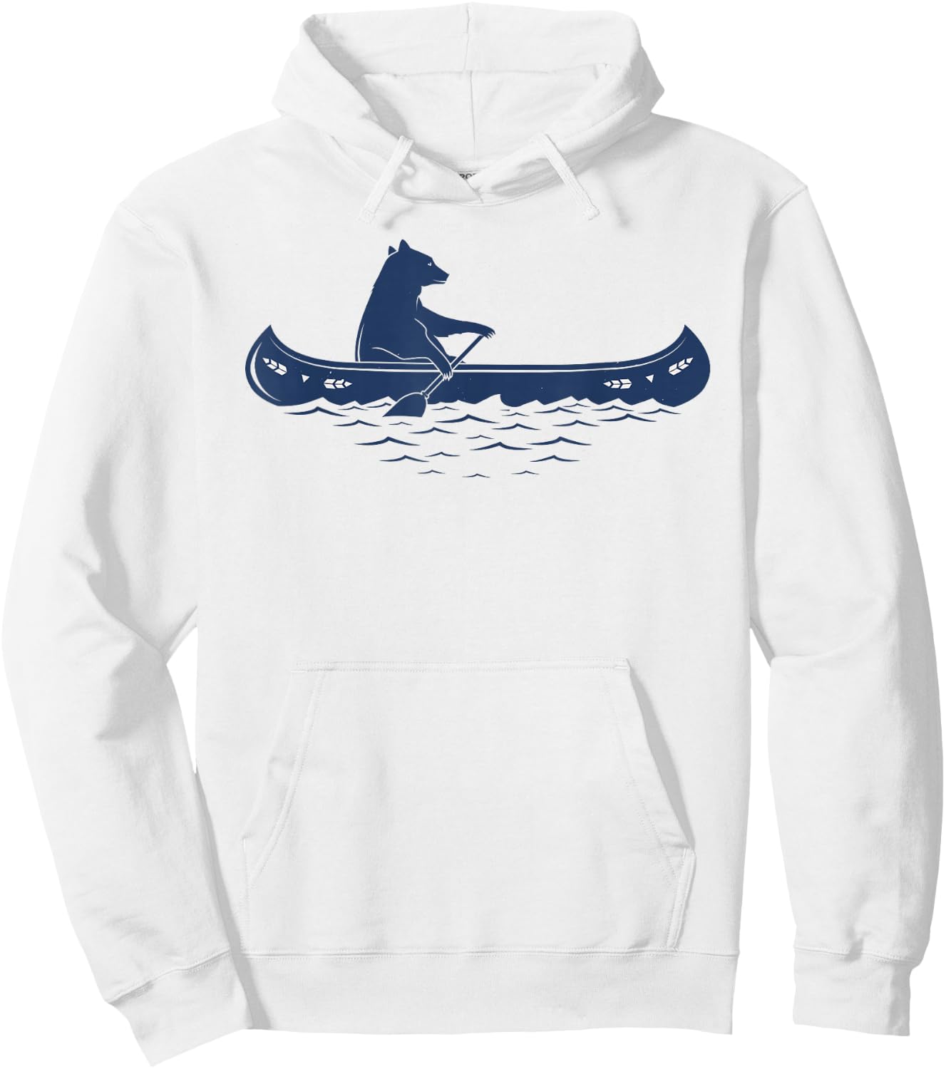 Bear In Canoe Sketch Hoodie - Hoodie | White