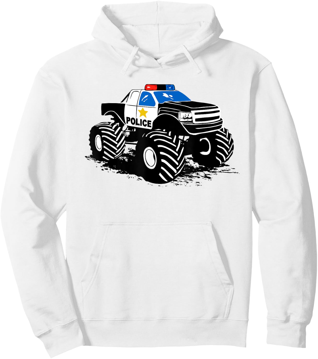 Children Crash Police Monster Truck Big Foot Crush Hoodie - Hoodie | White