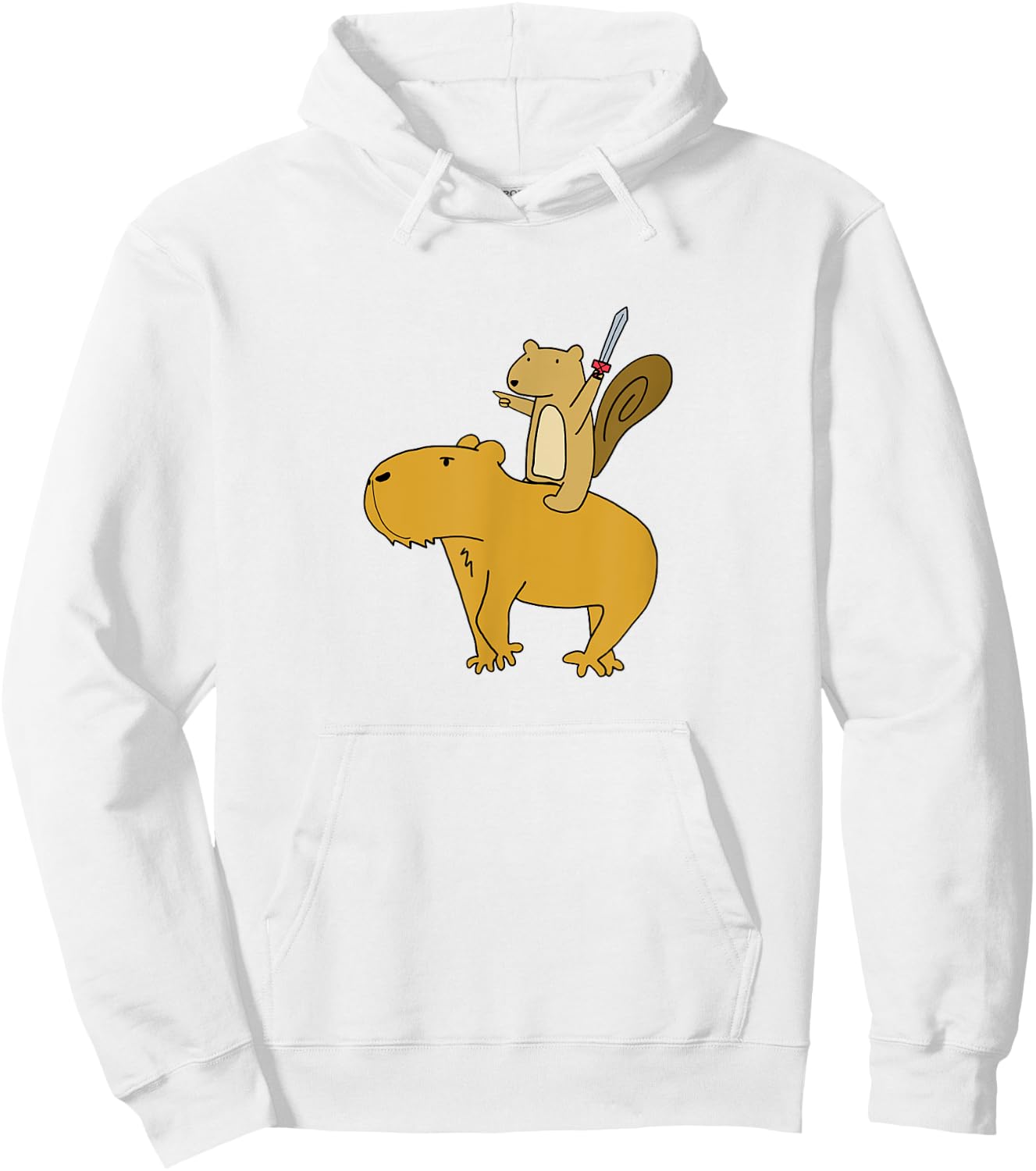 Squirrel Riding Capybara Hoodie - Hoodie | White