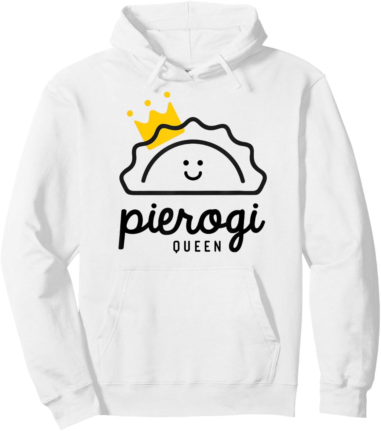 PIEROGI QUEEN | Royal Yellow Crown Polish Food Pierogi Fest Hoodie - Hoodie | White