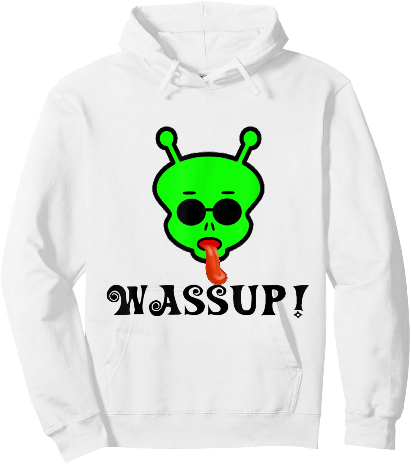 Wassup Space Alien With Tongue Hoodie - Hoodie | White