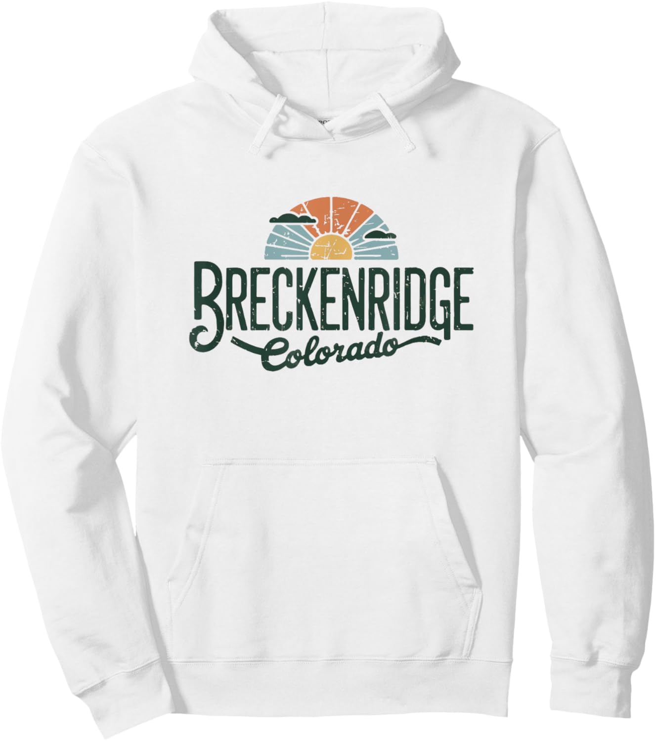 Breckenridge CO Retro Sunset Tourist Travel Gift Hoodie - Hoodie | White