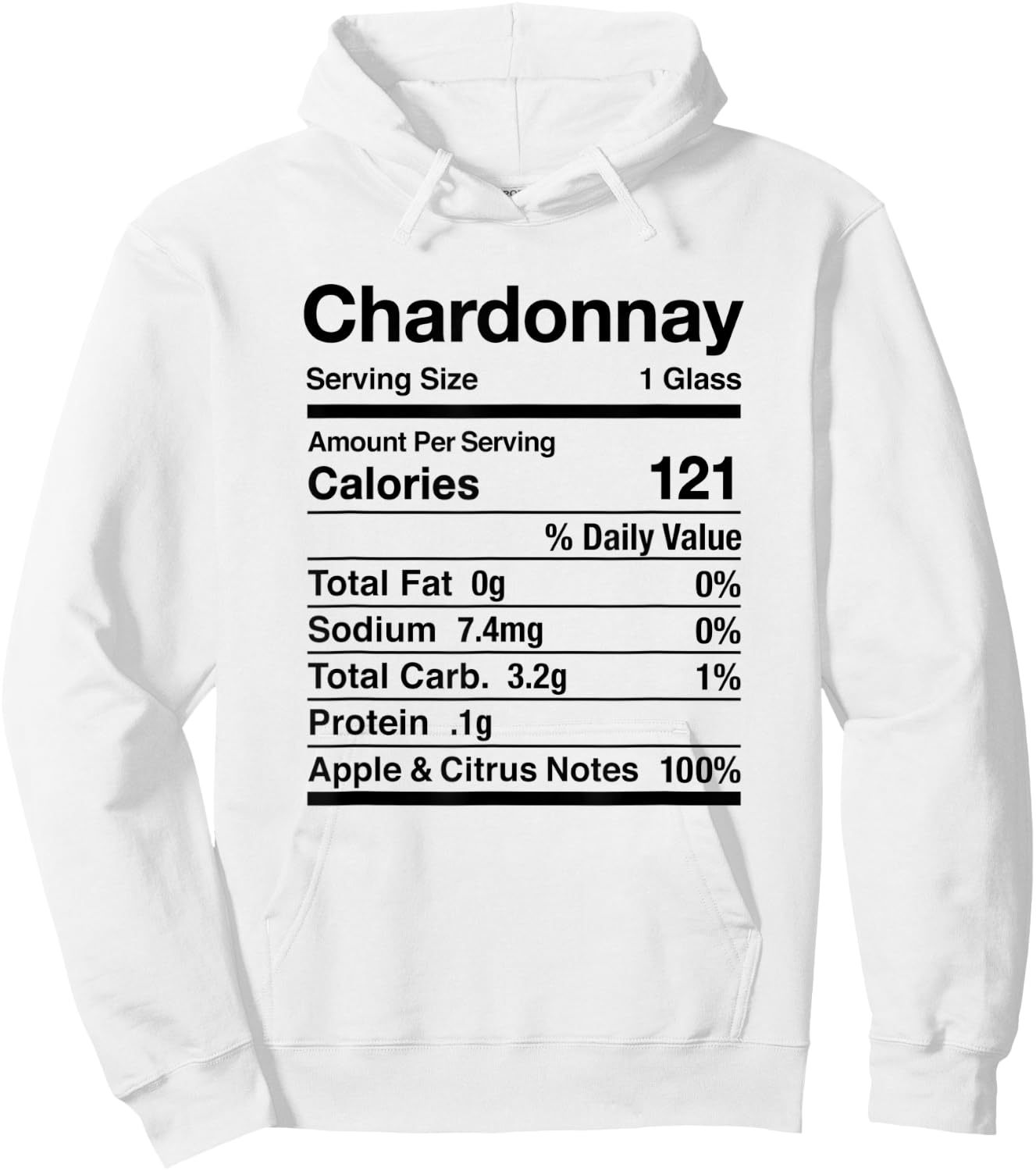 Chardonnay Wine Nutrition Facts Thanksgiving Matching Hoodie - Hoodie | White