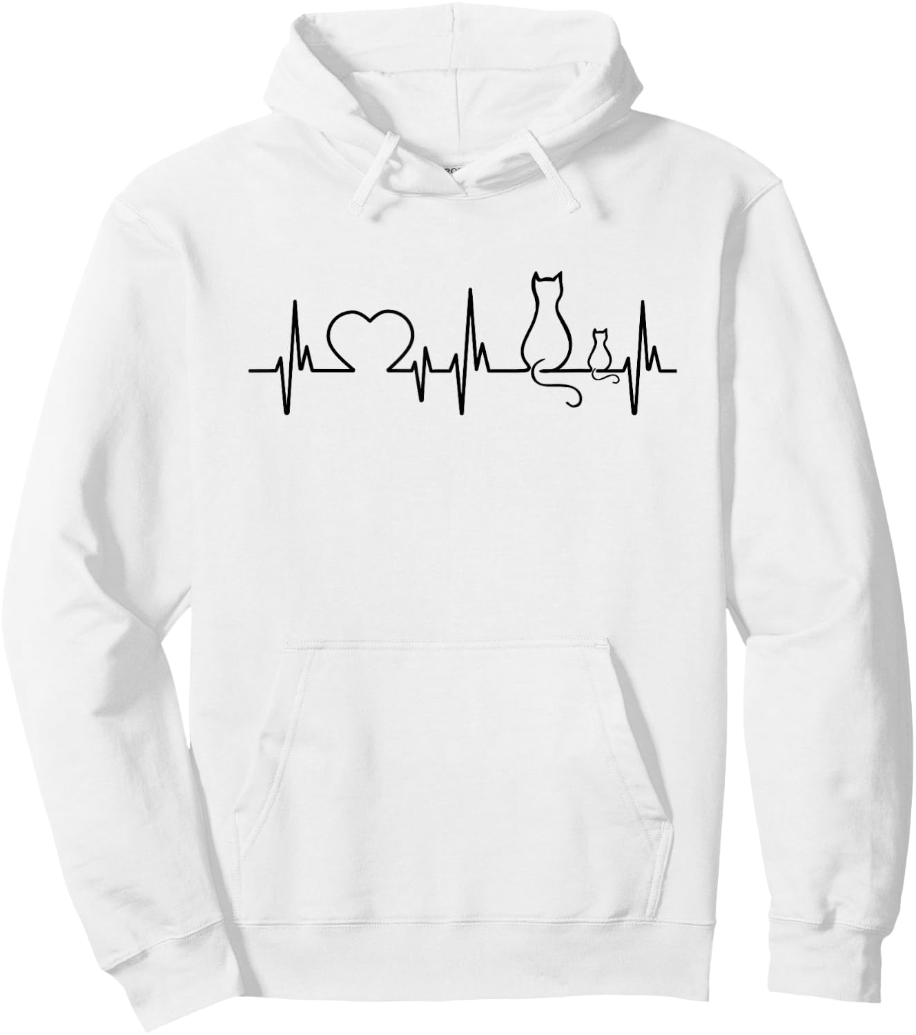 Cat Heartbeat Crazy Lady Love Rescue Cat Love Kitten graphic Hoodie - Hoodie | White