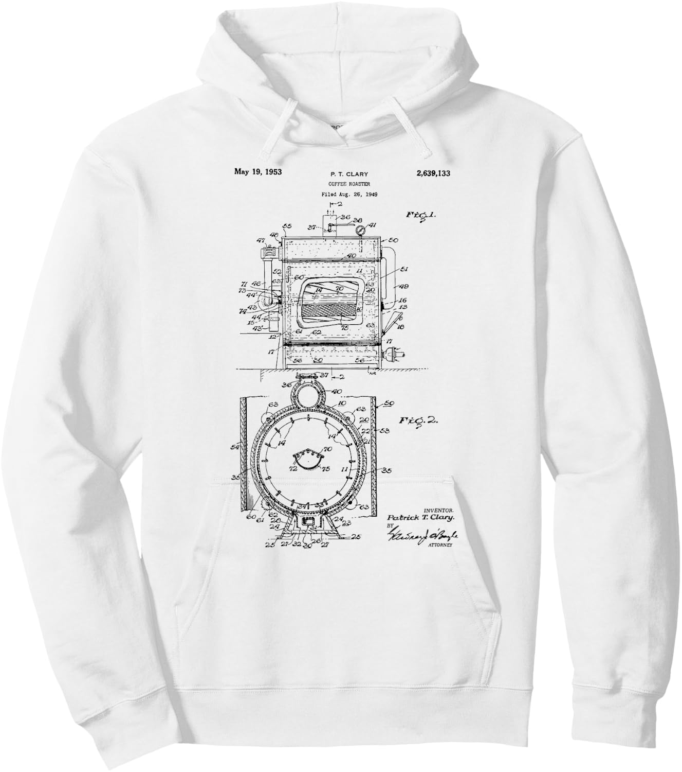 Vintage 1949 Coffee Roaster Patent Print Gift Hoodie - Hoodie | White