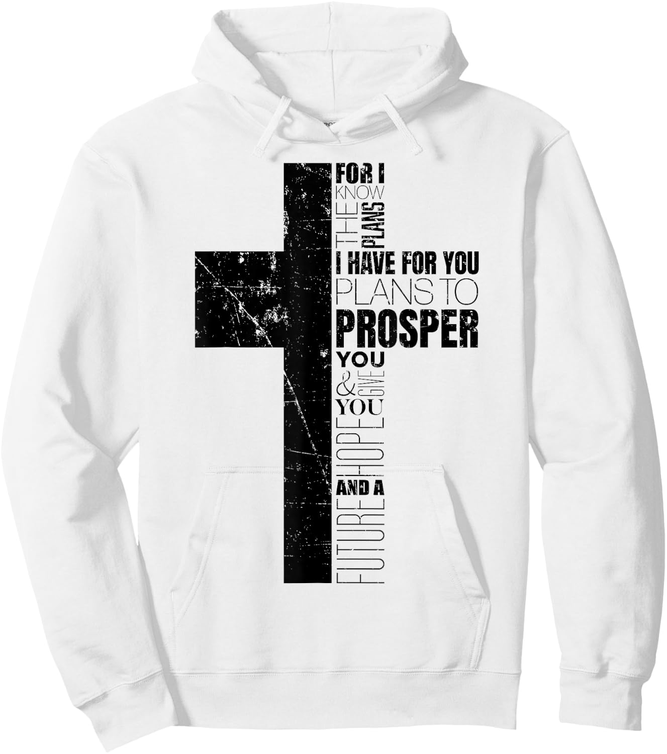 Jeremiah 29:11 Christian Bible Verse Cross Faith Graphic Hoodie - Hoodie | White