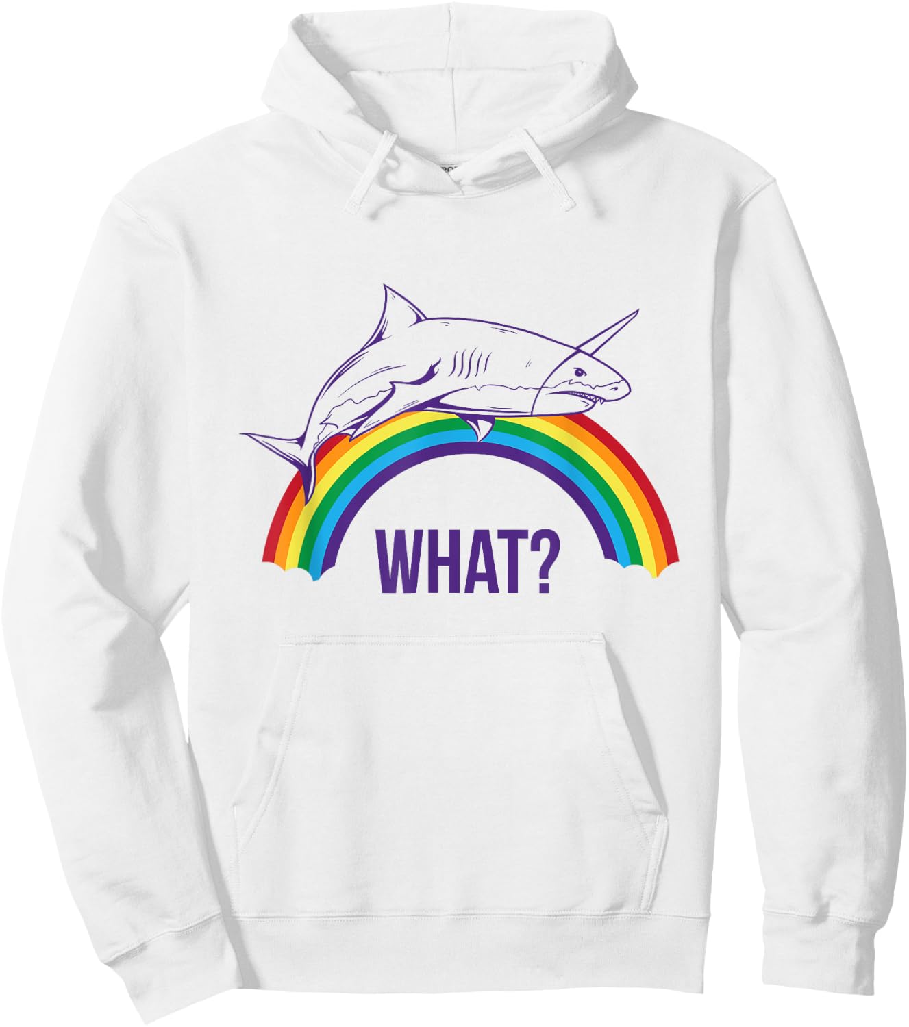 Unicorn Shark "What" Cute Rainbow Pride Graphic Hoodie - Hoodie | White