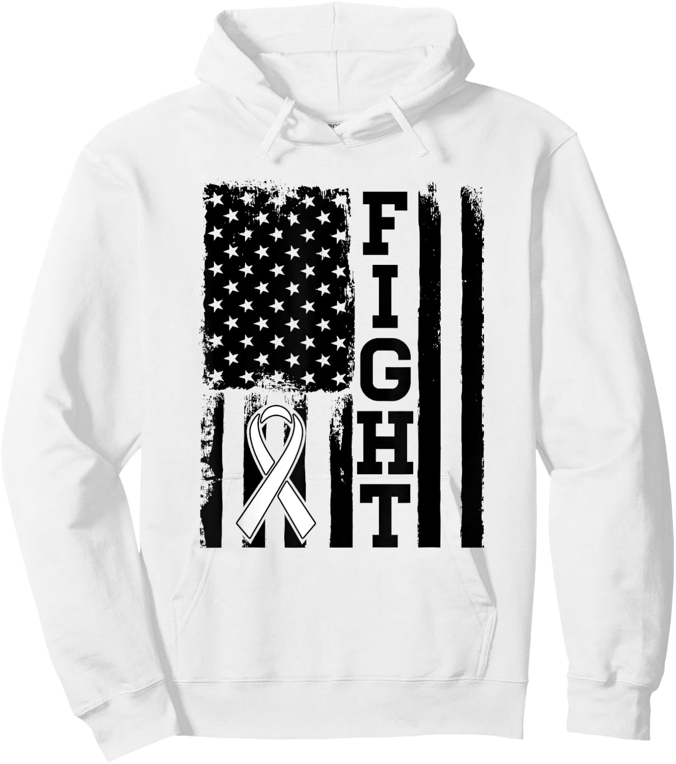 Fight Flag - Lung Cancer Shirt Gift Lung Cancer Fighter Hoodie - Hoodie | White