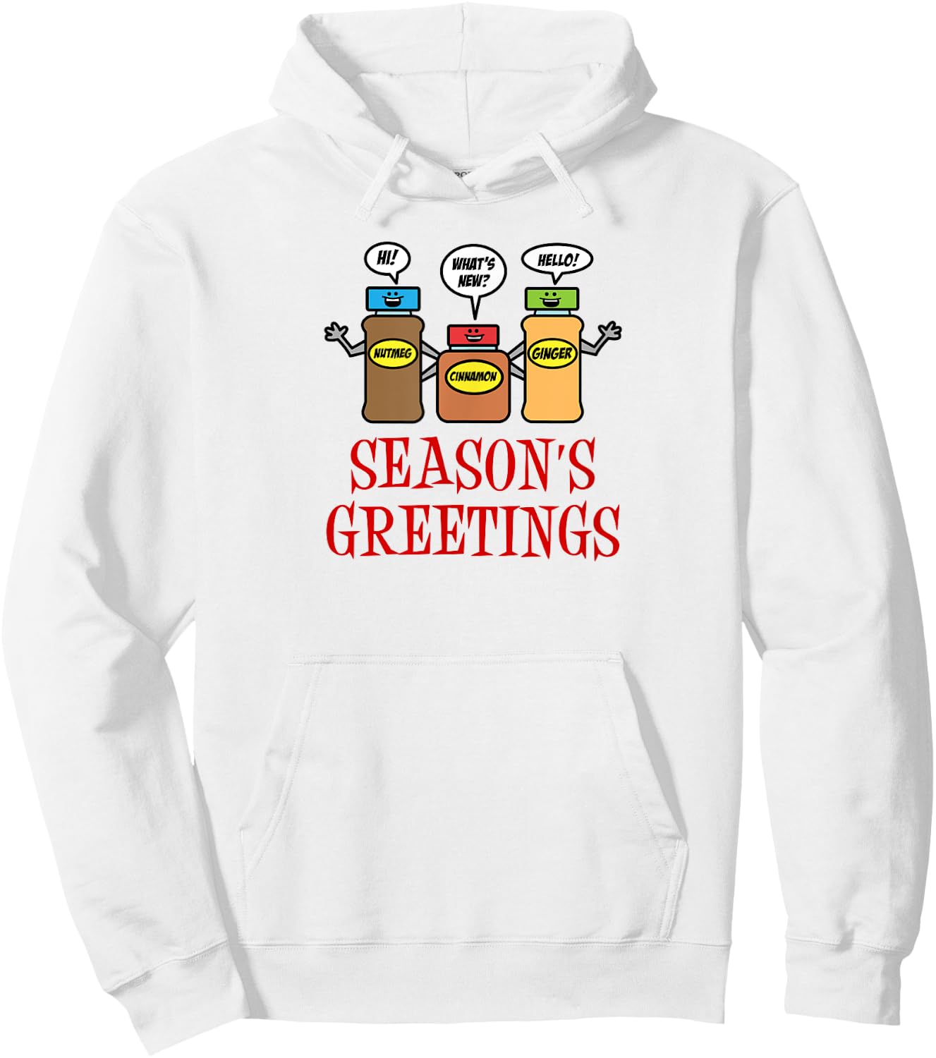 Season's Greetings Pun Nutmeg Cinnamon Funny Christmas Hoodie - Hoodie | White