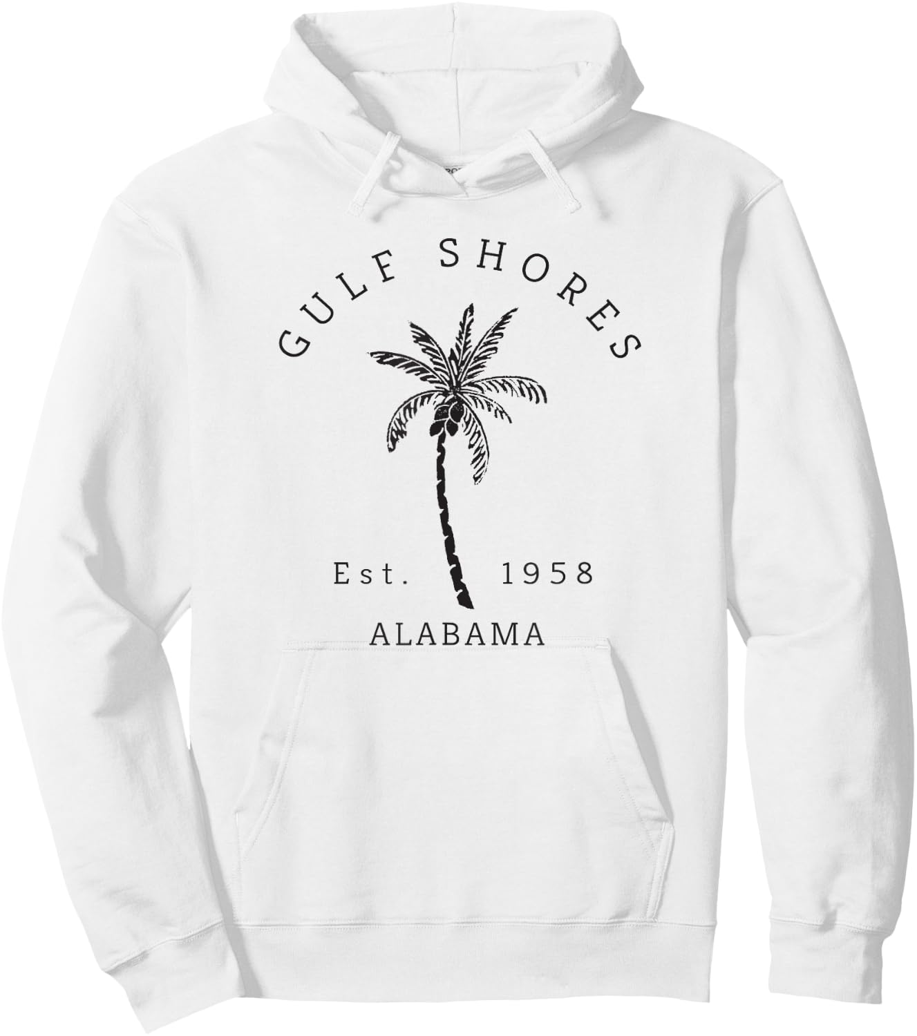 Retro Cool Gulf Shores Vintage Palm Tree Novelty Art Hoodie - Hoodie | White