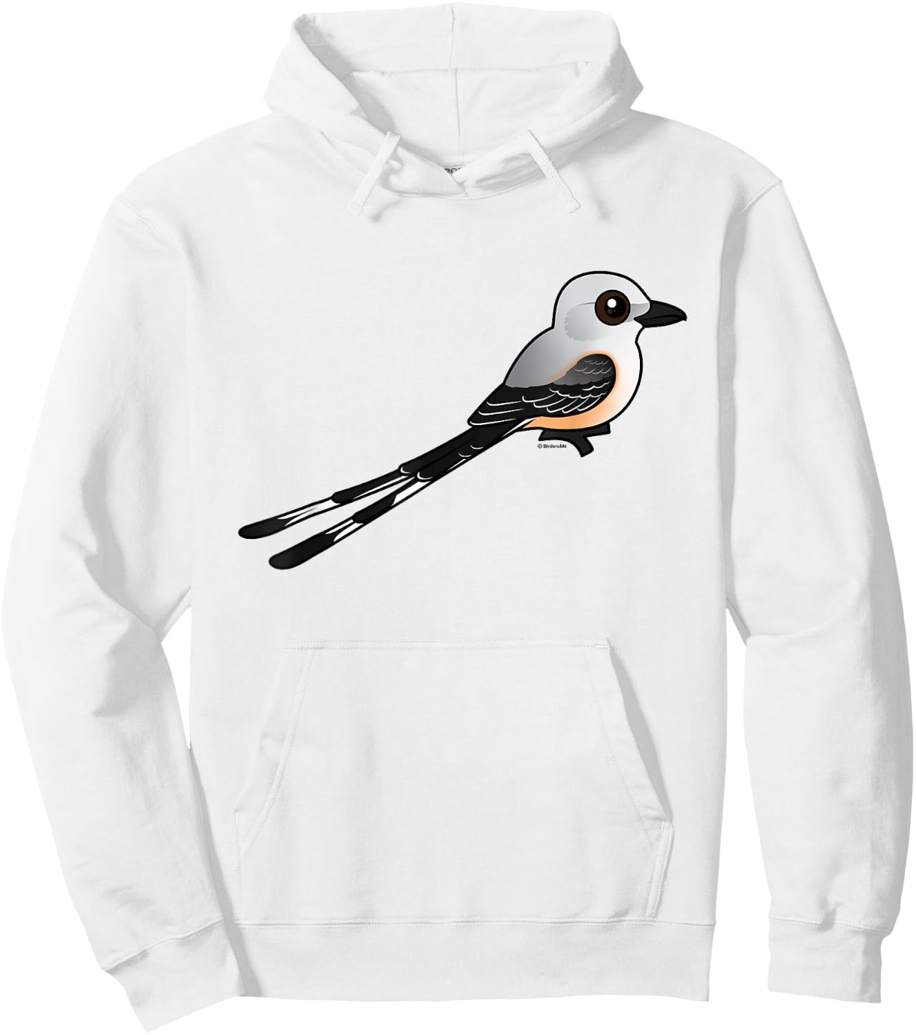 Cute Cartoon Scissor-tailed Flycatcher Bird Illustration Hoodie - Hoodie | White