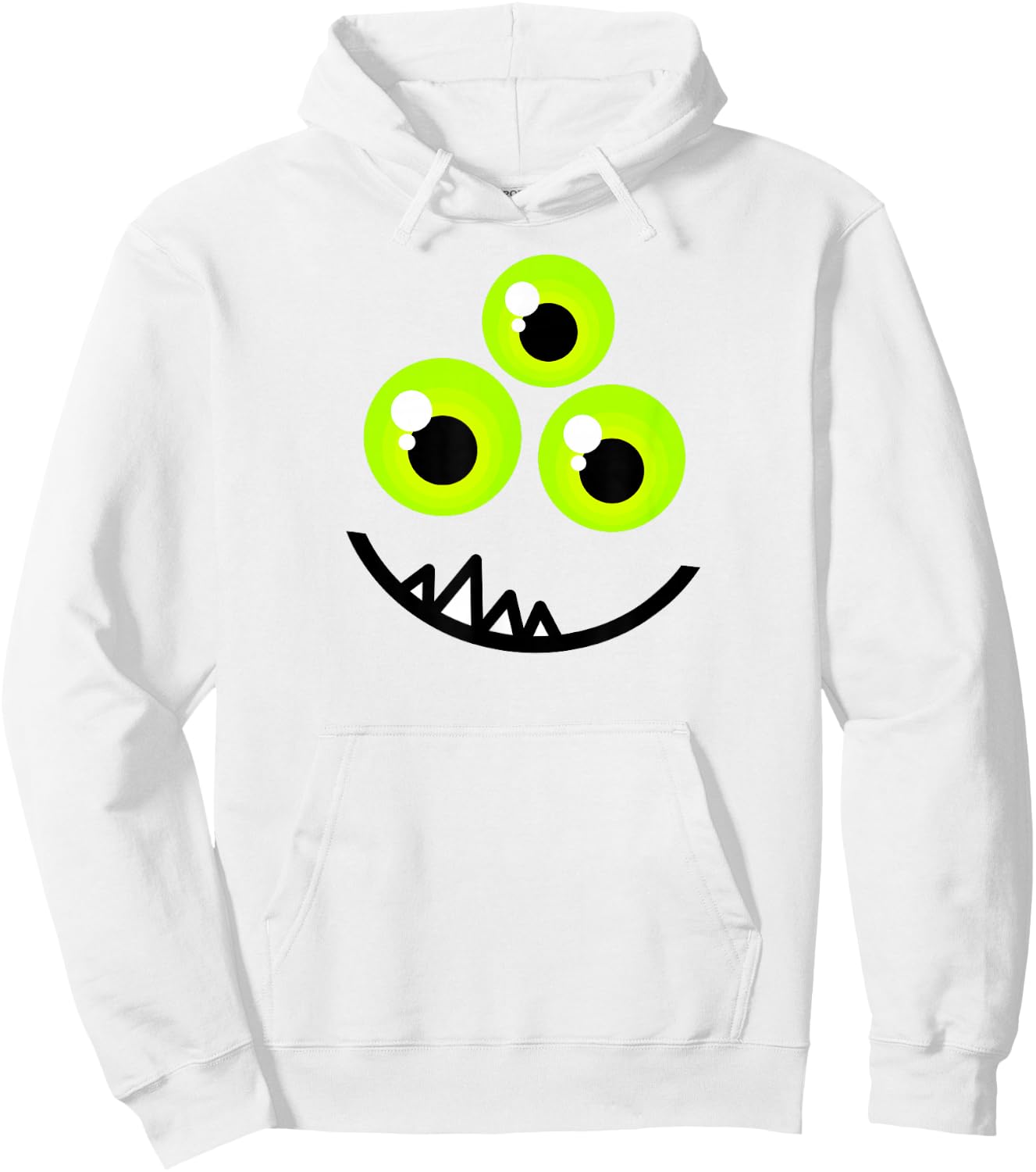 Cute One Eyed Monster Face Green Eyes Halloween Costume Hoodie - Hoodie | White