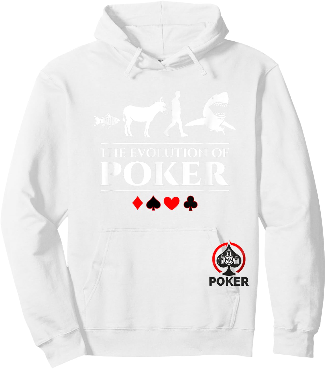 The Evolution of Poker Fish Donkey Man Card Shark Hoodie - Hoodie | White