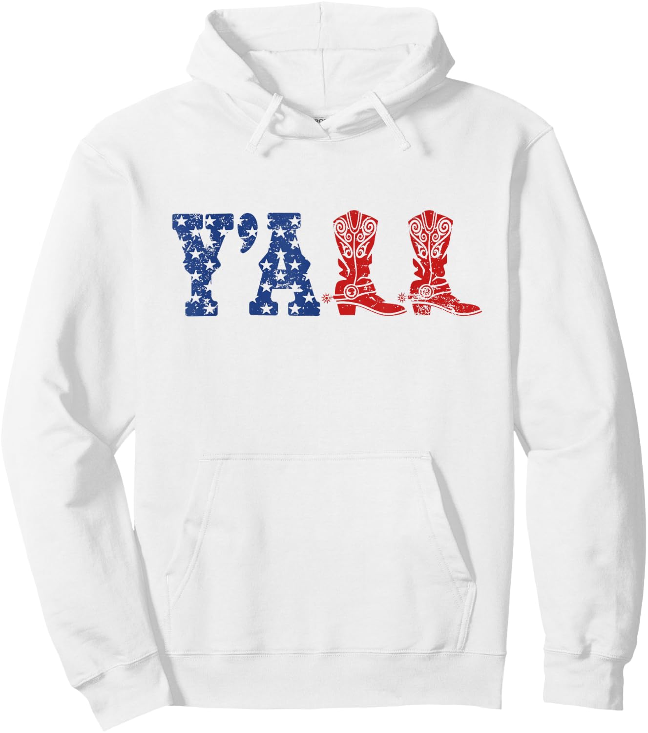 Y'ALL American Flag Western Country Cowgirl Hoodie - Hoodie | White