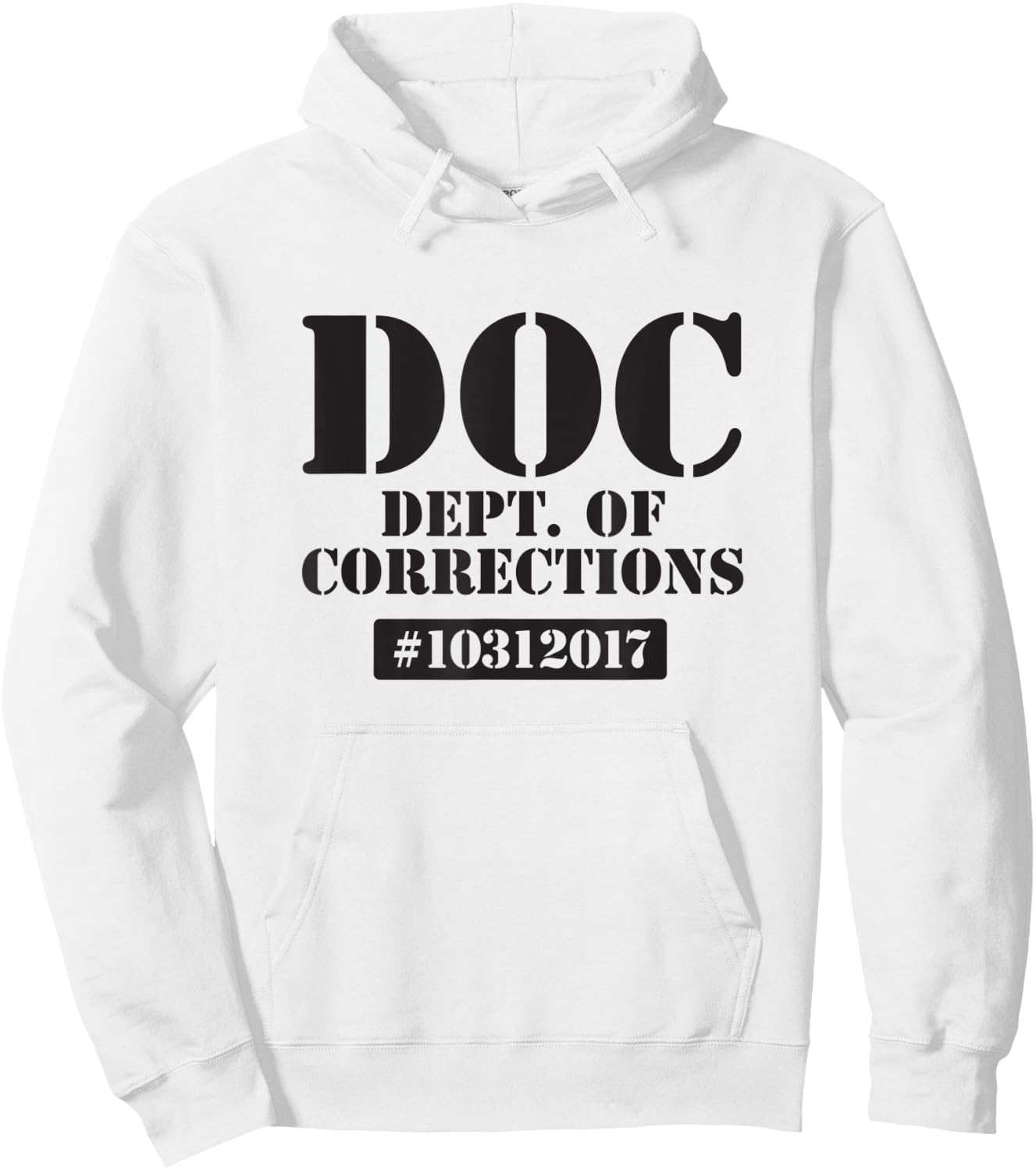 Dept of Corrections Halloween Jail Inmate Costume Graphic Hoodie - Hoodie | White