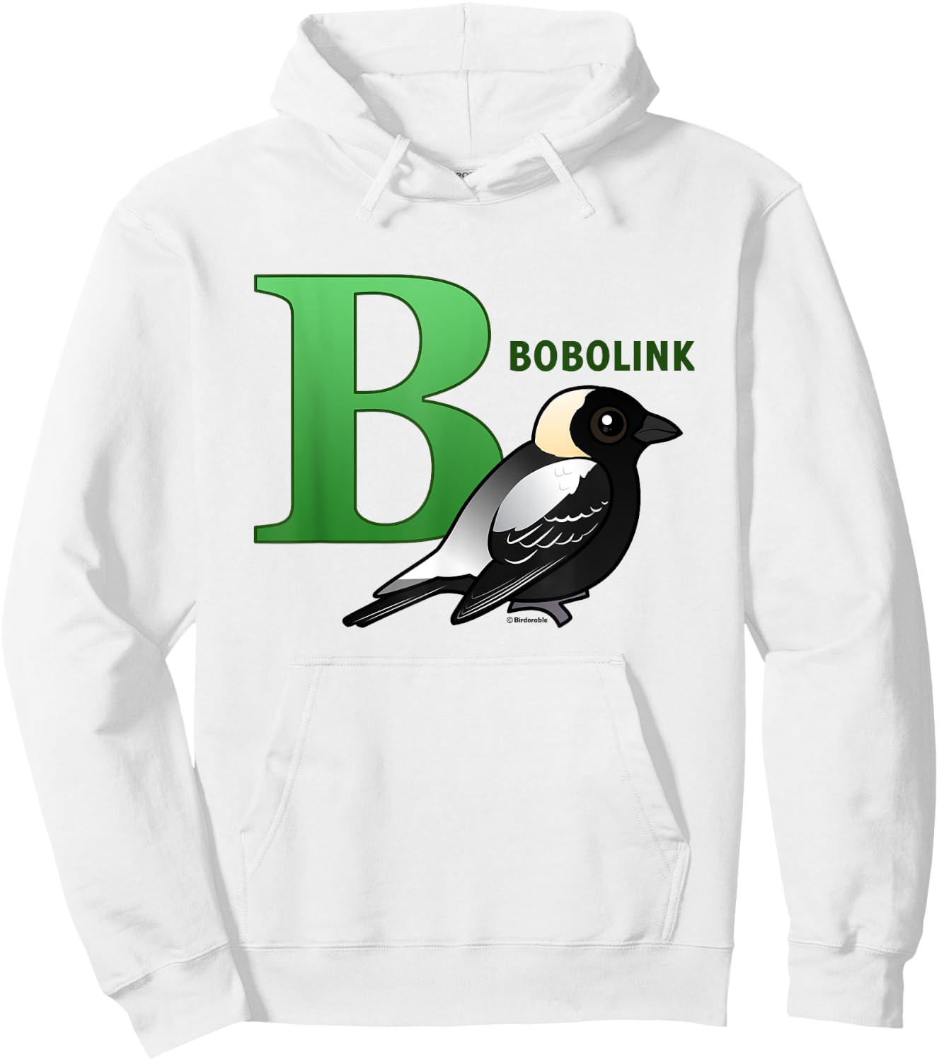 B is for Bobolink Cute Cartoon Bird Design | Bird Alphabet Hoodie - Hoodie | White