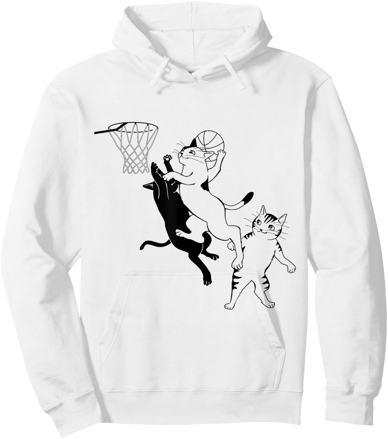 Cats Playing Basketball Hoodie - Hoodie | White
