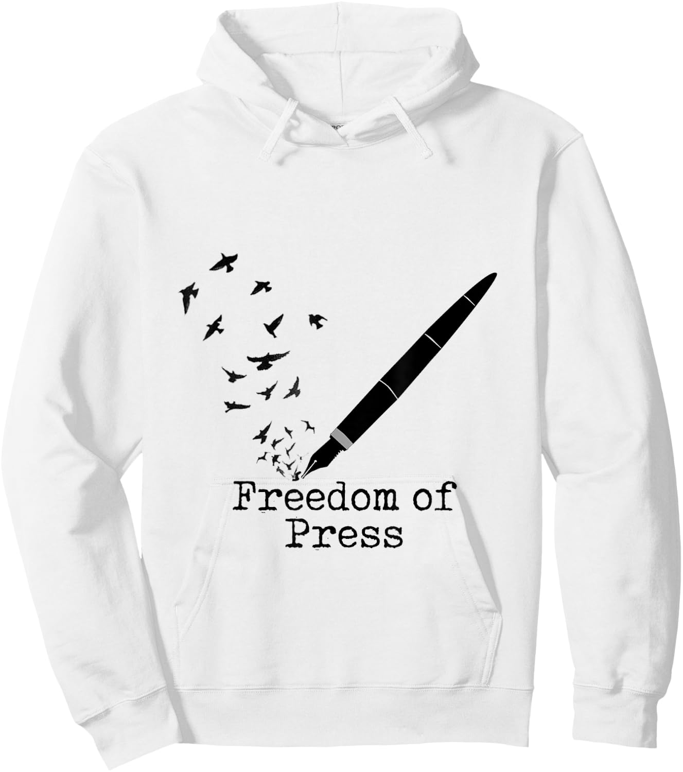 Black Fountain Pen Freedom Of Press Flock Of Birds Hoodie - Hoodie | White