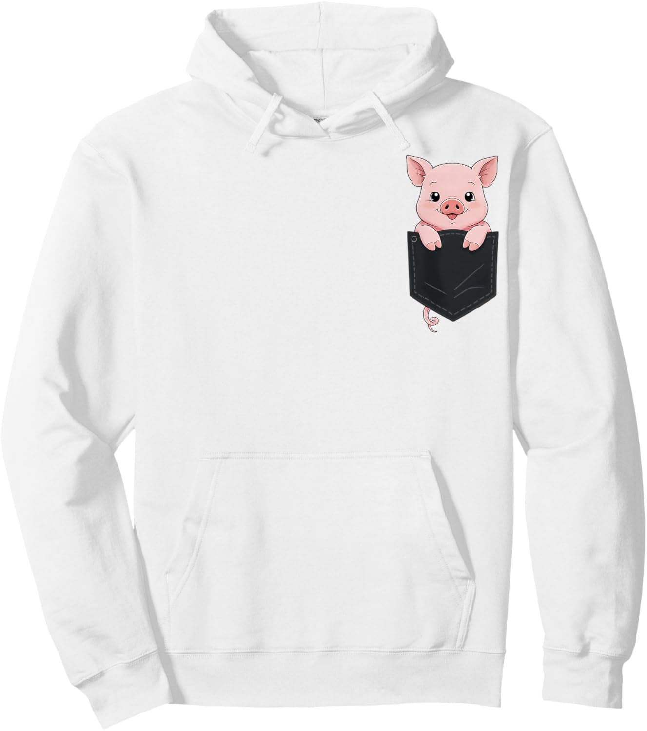 Pig in Pocket Cute Peeking Funny Hoodie - Hoodie | White