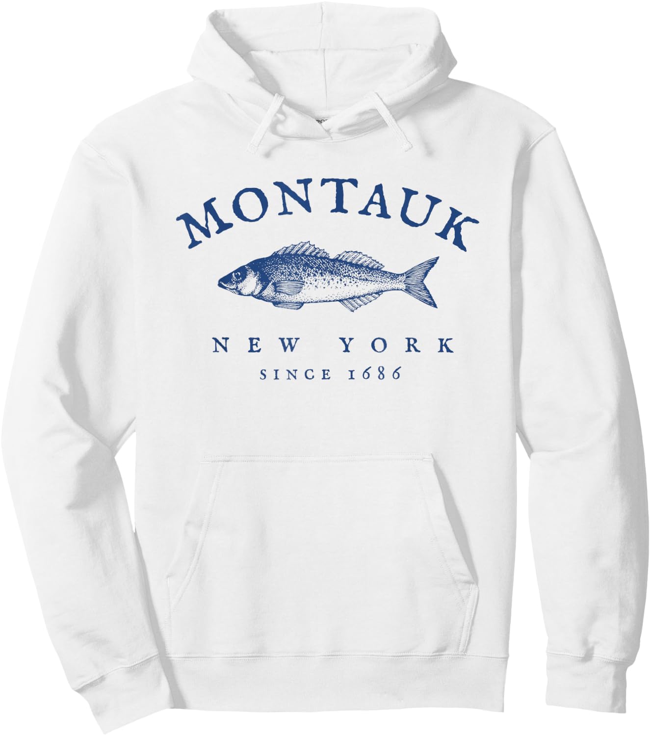 Retro Montauk New York Fishing Hoodie - Hoodie | White
