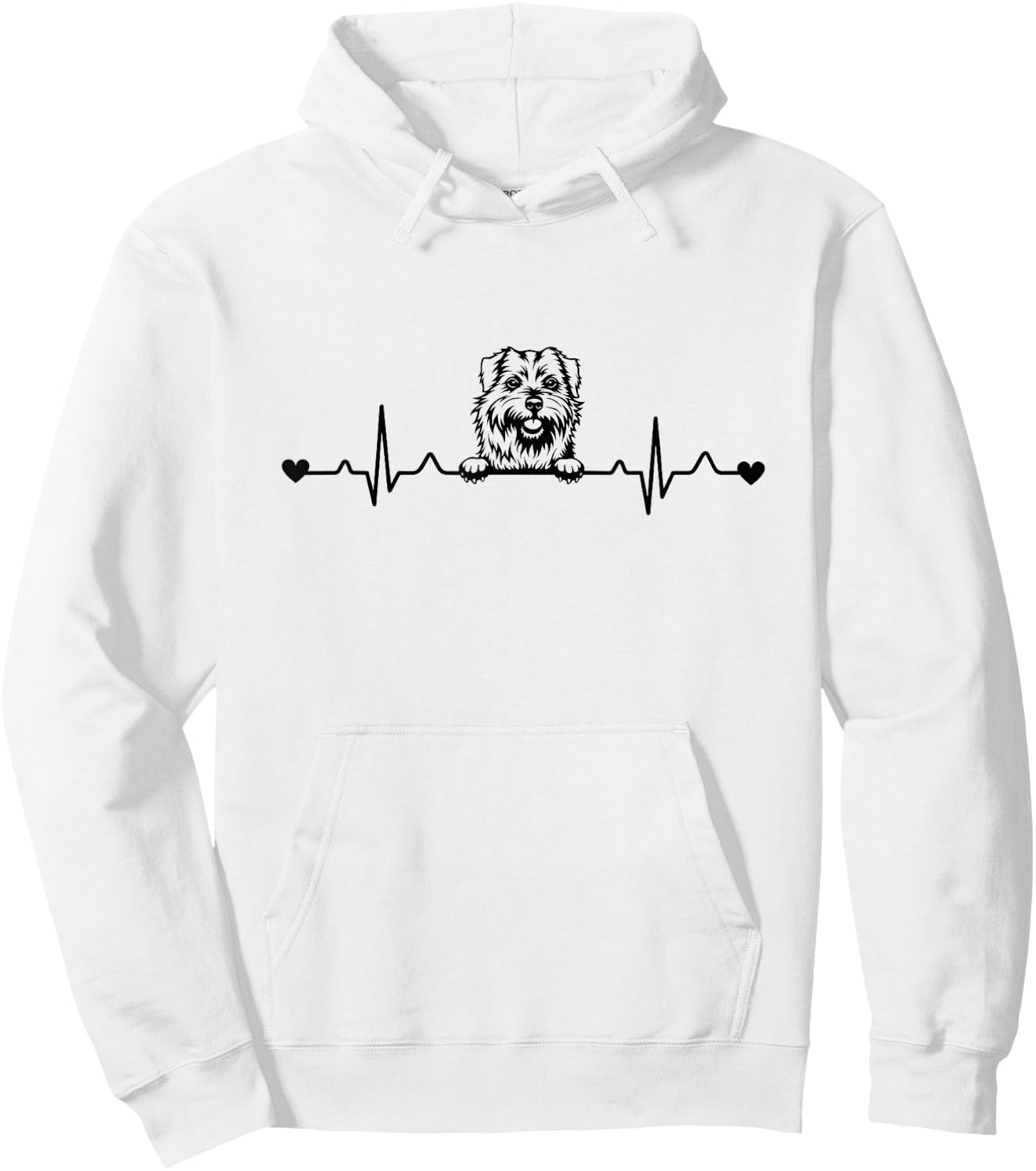 Cute Norfolk Terrier Dog Heartbeat Pulse ECG Hoodie - Hoodie | White