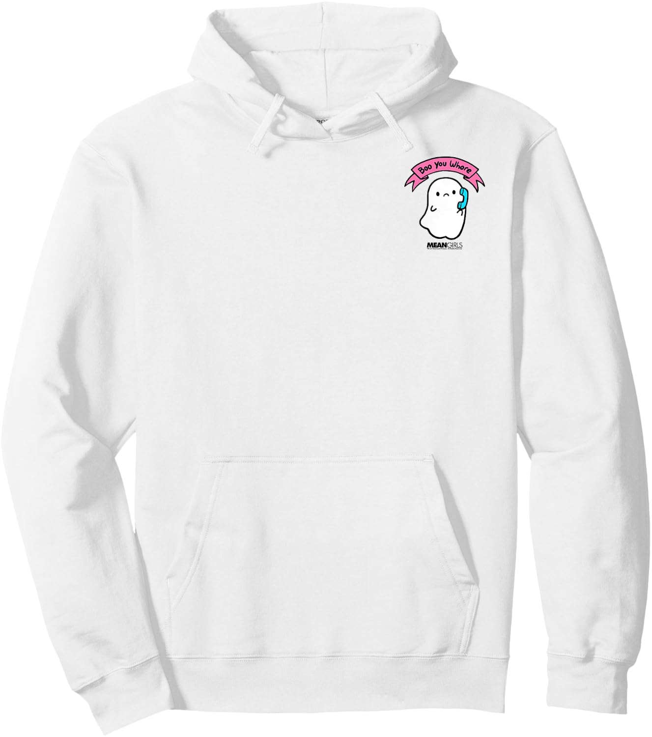 Mean Girls Boo you Whore Mini Ghost Phone Pocket Hoodie - Hoodie | White