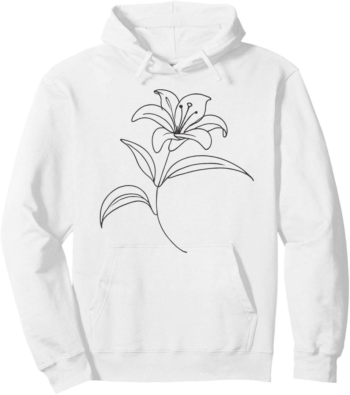 Line Art Lily Flowers Hoodie - Hoodie | White
