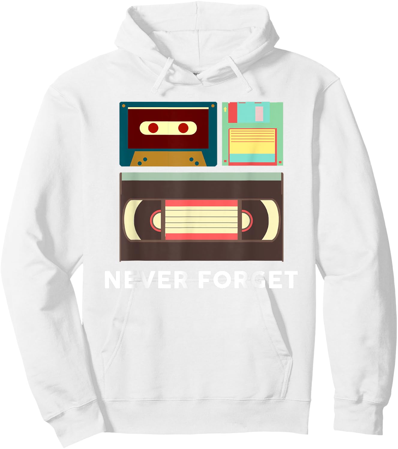 Funny Never Forget Floppy Disk, VHS and Casette Tapes Shirts Hoodie - Hoodie | White