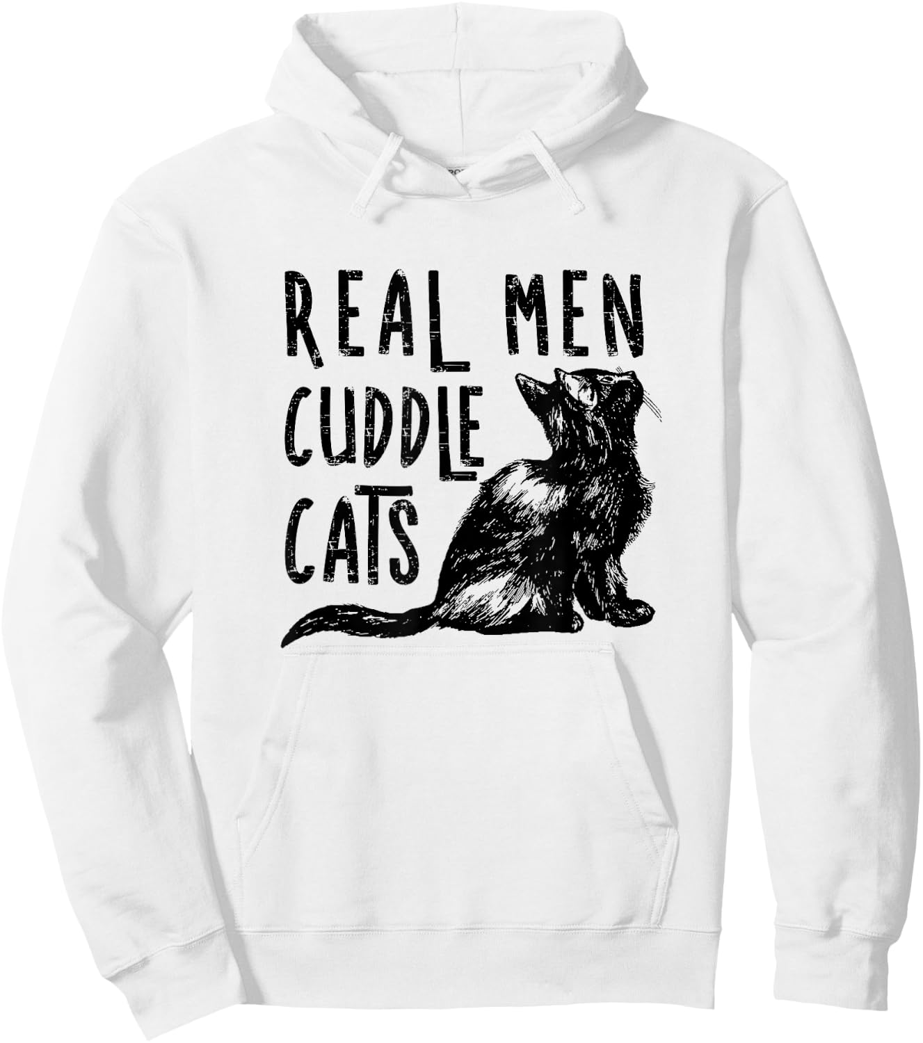 Real Men Cuddle Cats Funny Cat lovers Hoodie - Hoodie | White