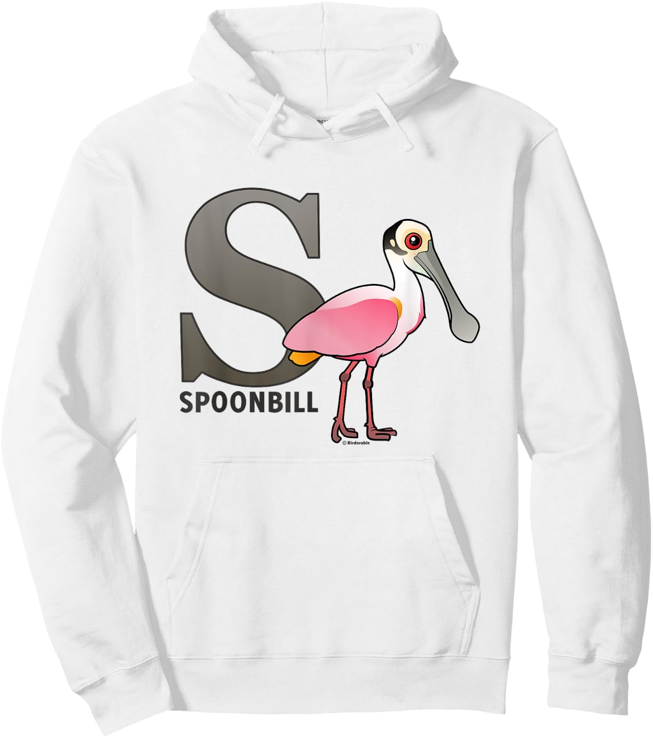 S is for Spoonbill Cute Cartoon Bird Alphabet Gift Hoodie - Hoodie | White