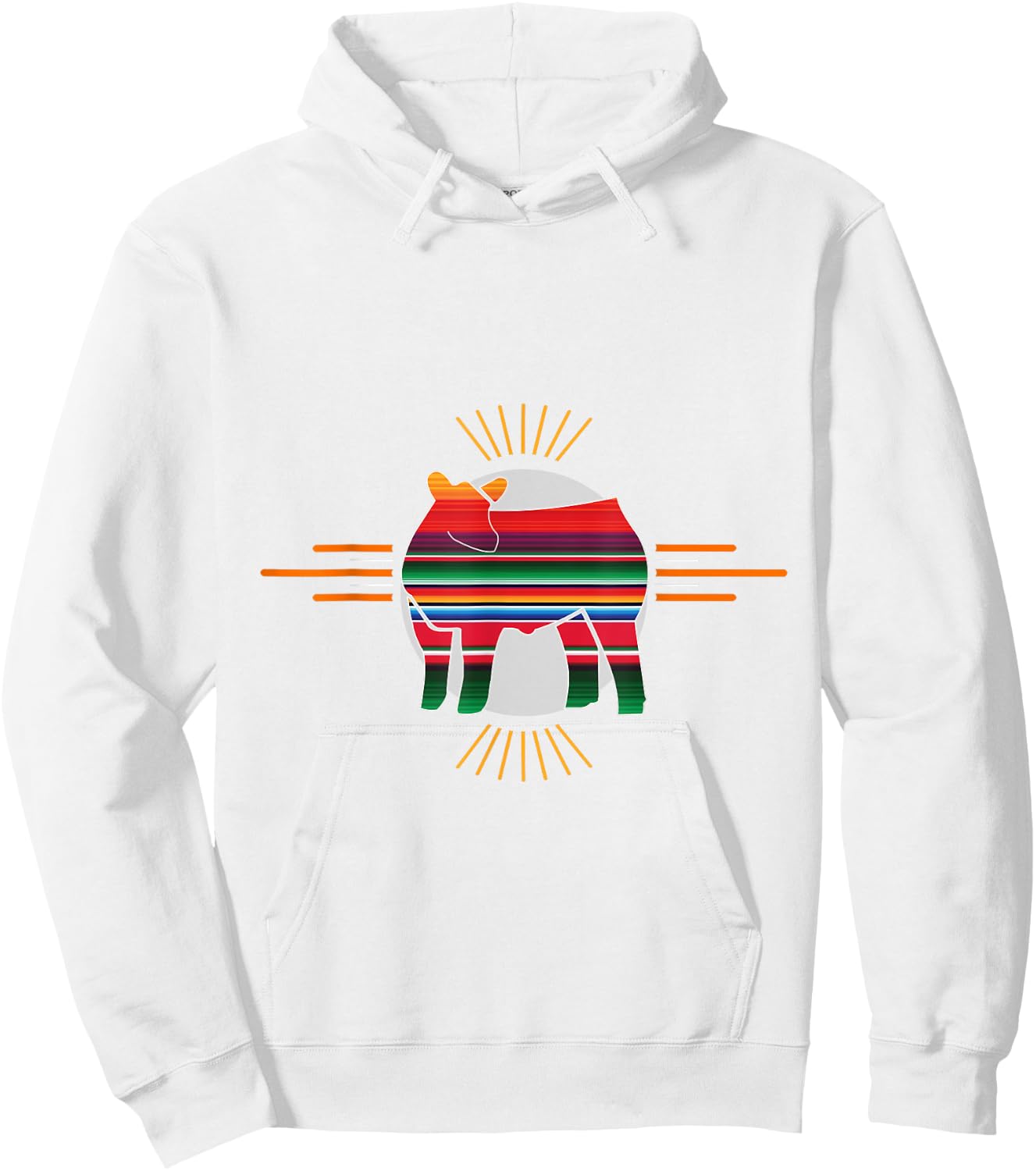 Serape Show Steer Livestock Shirt Hoodie - Hoodie | White