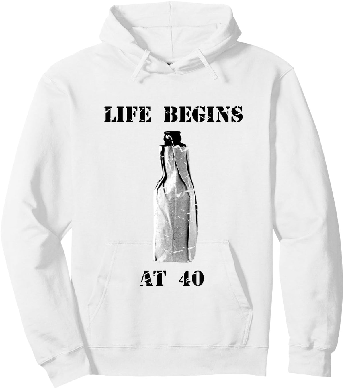 Funny Life Begins at 40 - 40 Oz Birthday Beer Party Hoodie - Hoodie | White