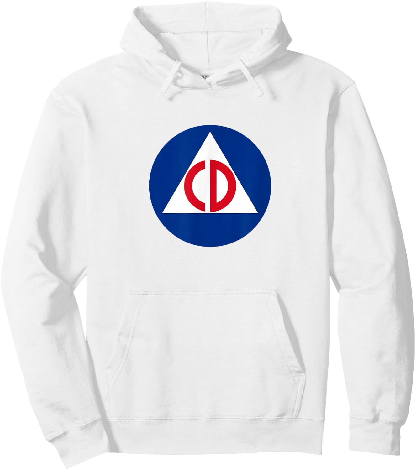 Nuthouse Designs USA Civil Defense Retro Punk , Men's Grey Triangle Short Sleeve Classic Fit , Small Hoodie - Hoodie | White