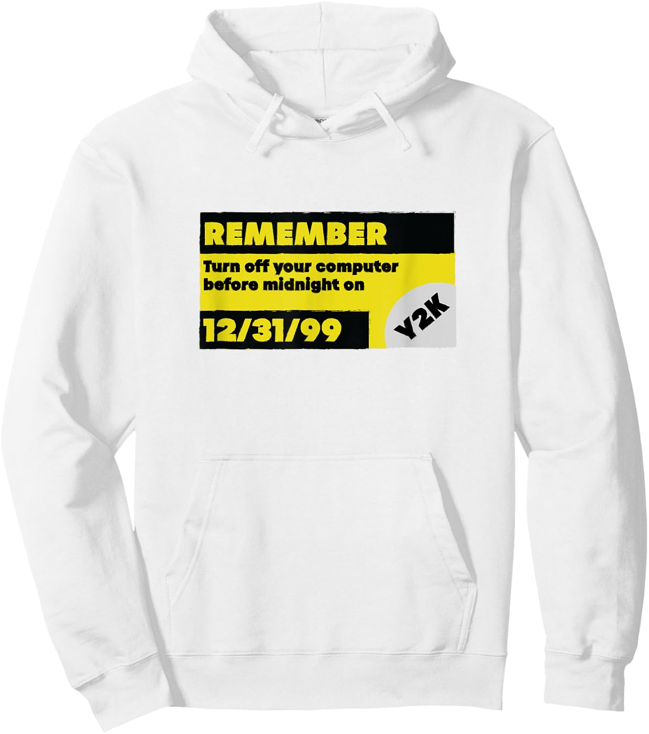 Distressed Y2K Warning Funny 1999 Hoodie - Hoodie | White