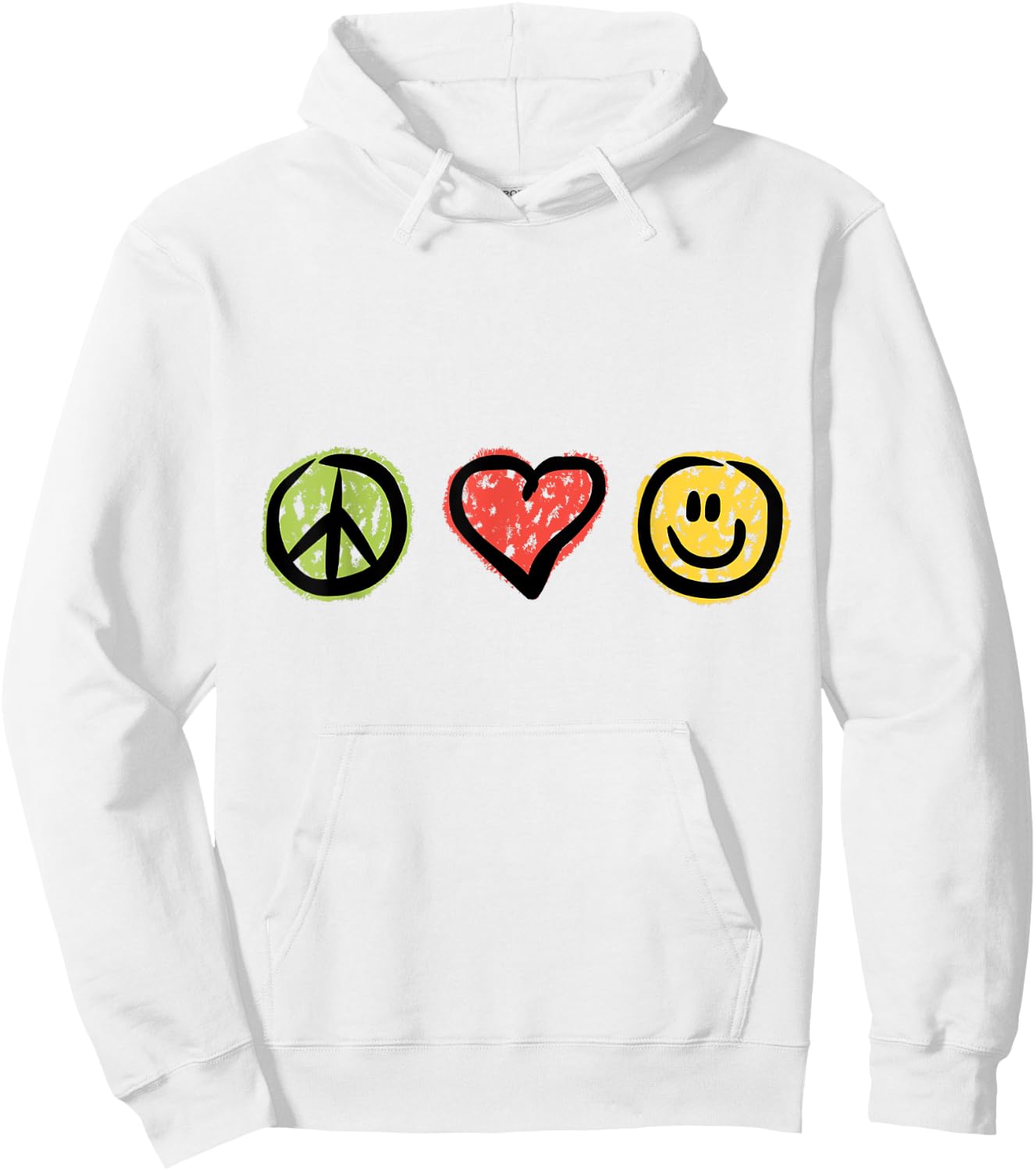Peace Love Happiness Positive Message Symbols Hoodie - Hoodie | White