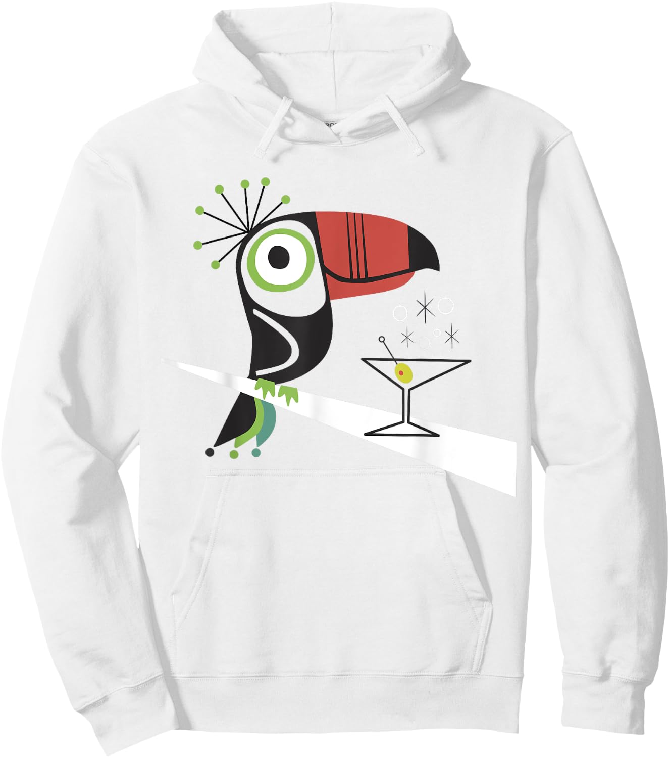 Mid Century Modern Toucan Tiki Hoodie - Hoodie | White