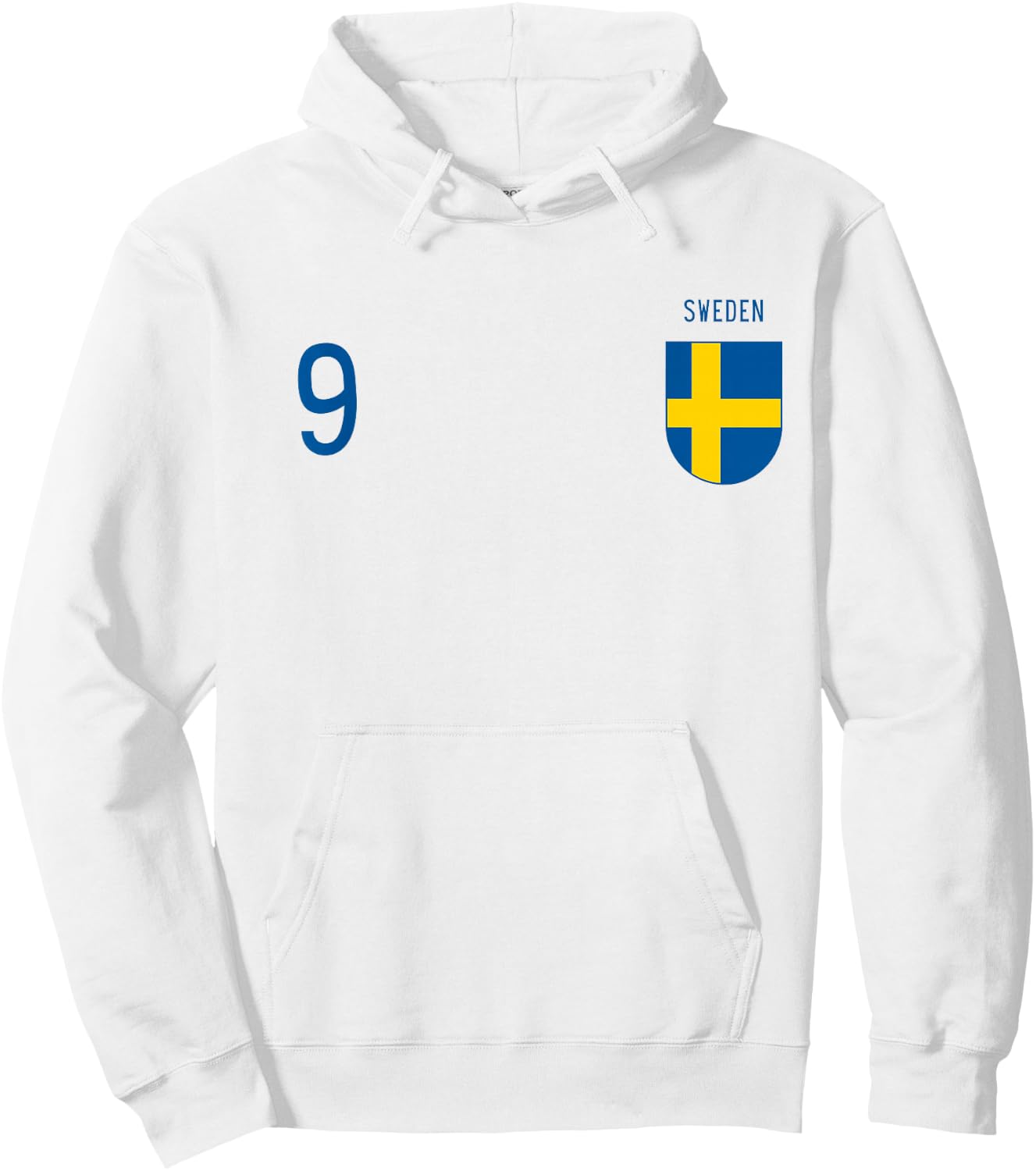 Sweden Number 9 Swedish Jersey Football Vintage Replica Hoodie - Hoodie | White