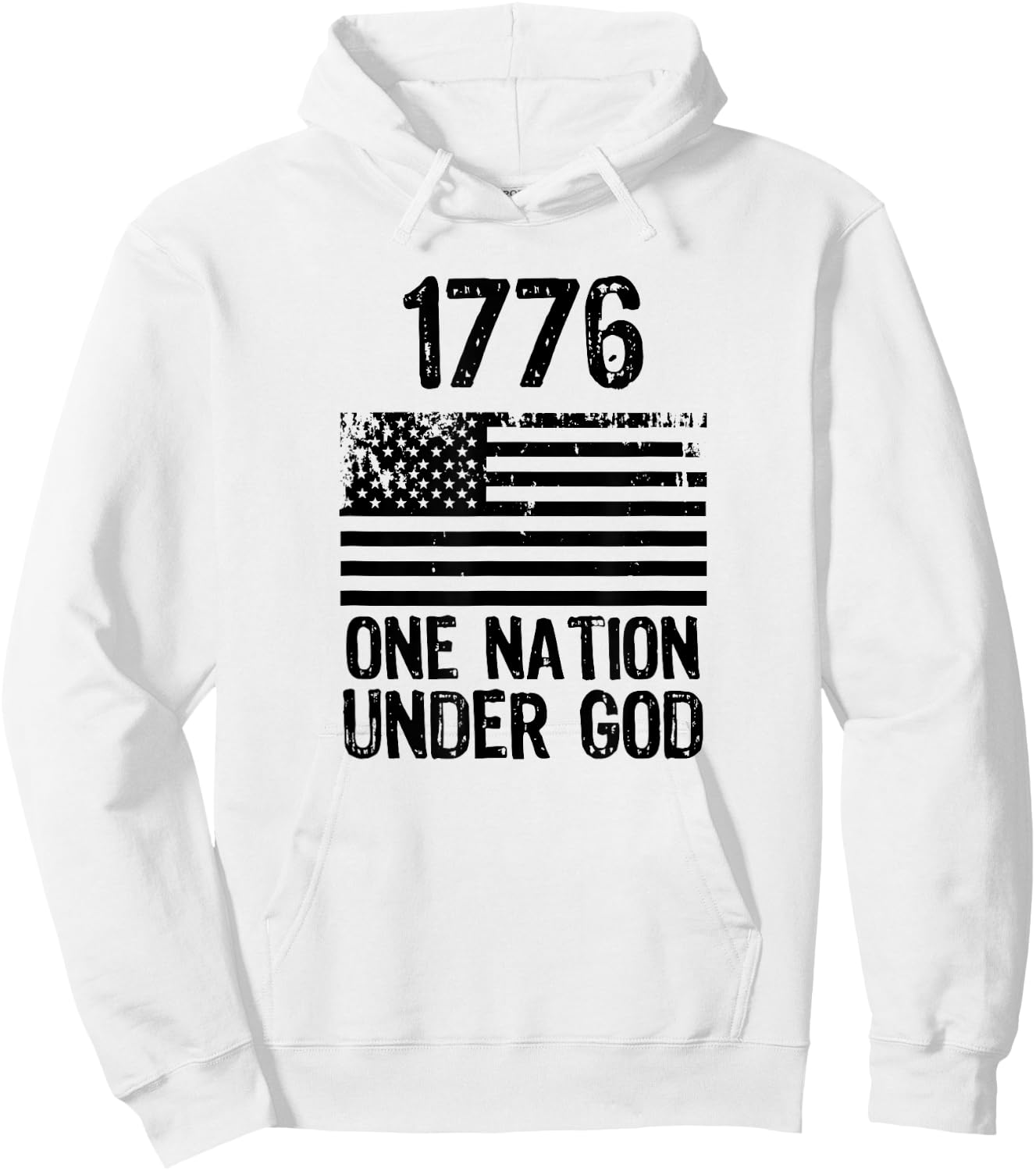 1776 One Nation Under God Patriotic Flag, 4th of July Hoodie - Hoodie | White