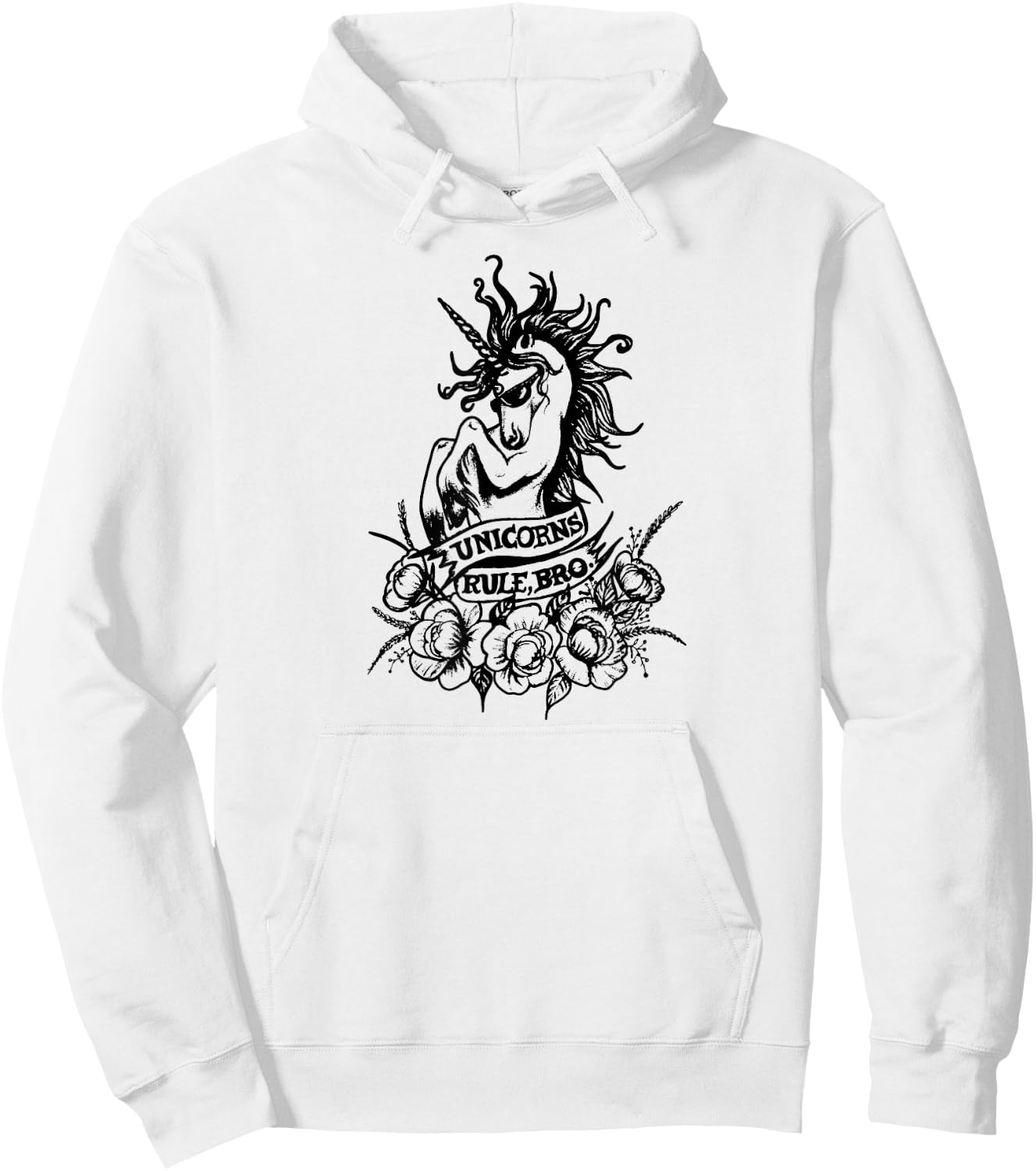 Unicorns Rule Bro Shirt, Fantasy, Tattoo Shirt, Magic Beasts Hoodie - Hoodie | White
