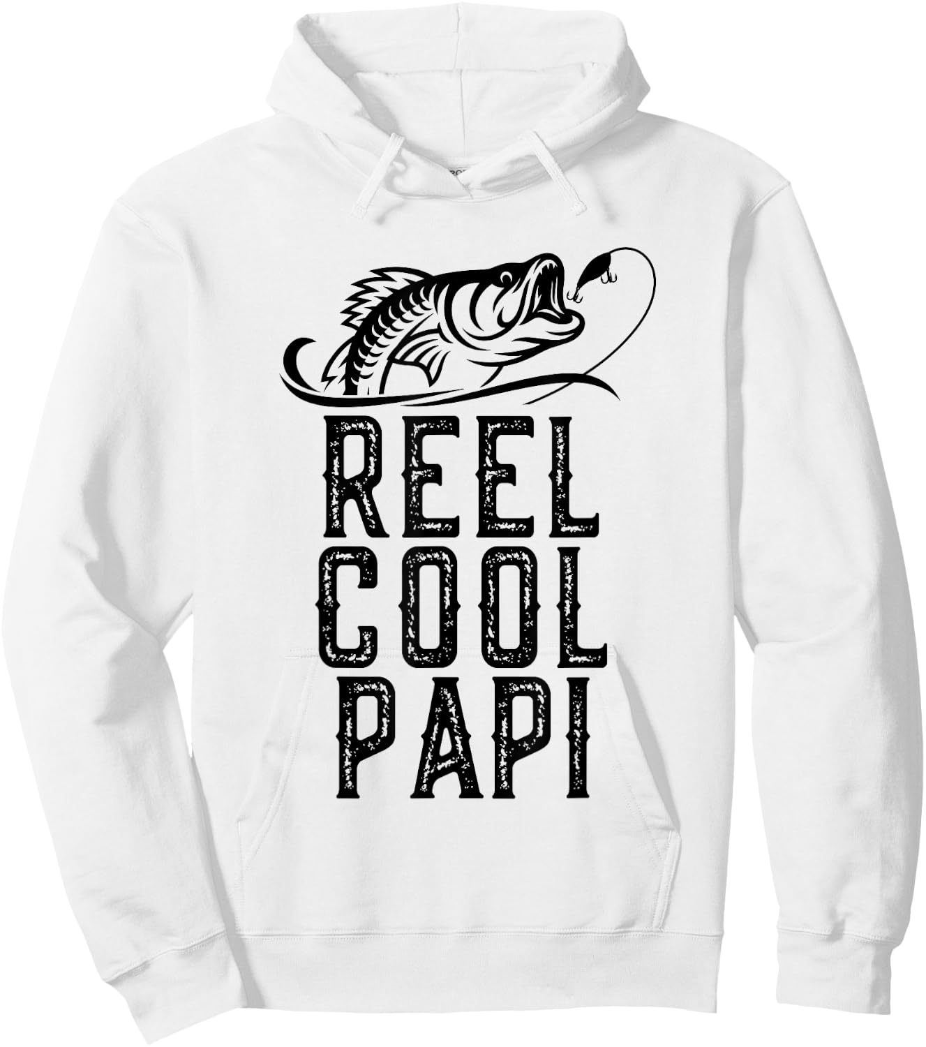 Reel Cool Papi Fishing Fisherman Funny Grandpa Retro Hoodie - Hoodie | White