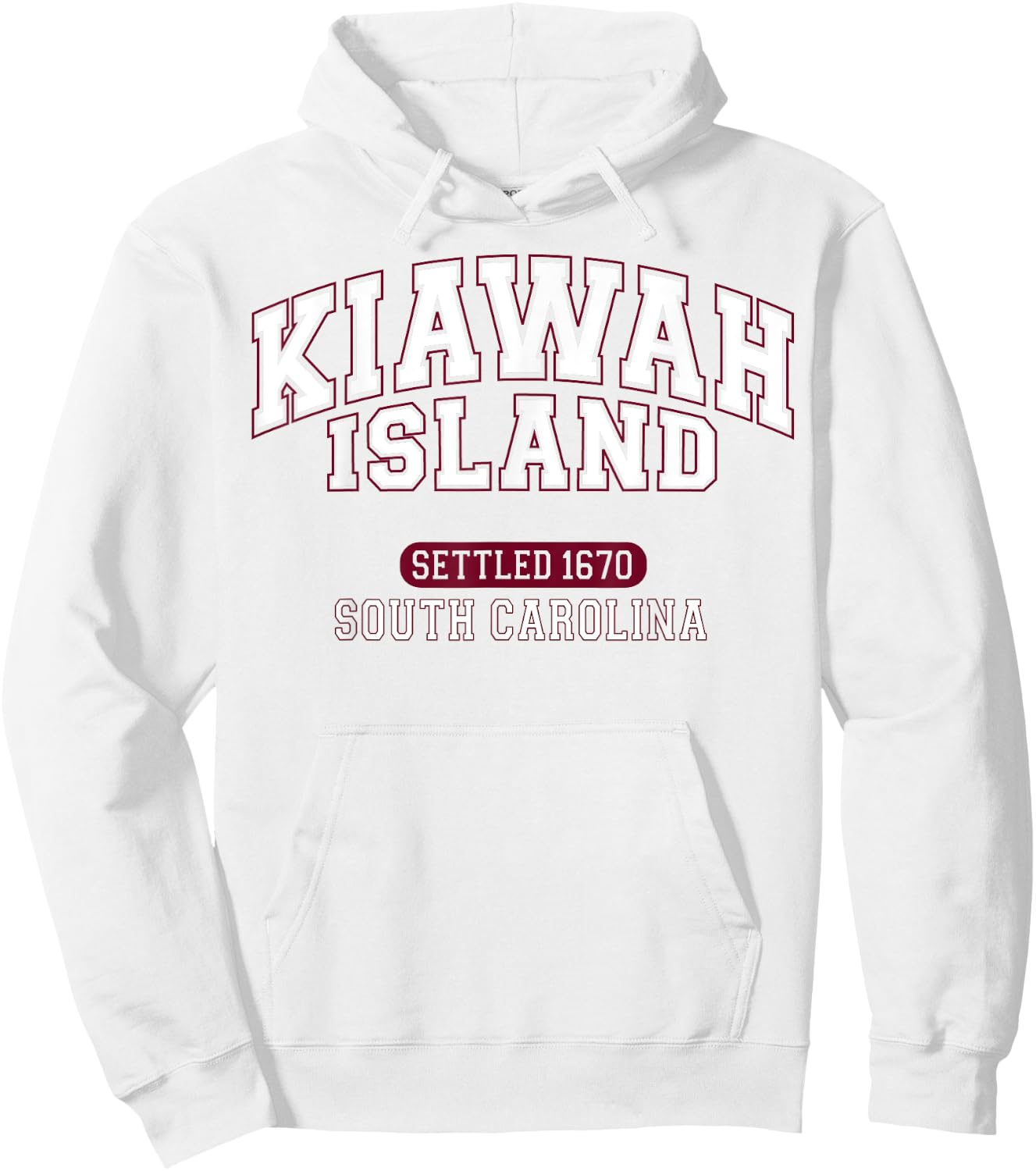 Kiawah Island South Carolina Settled 1670 Sports White Red Hoodie - Hoodie | White