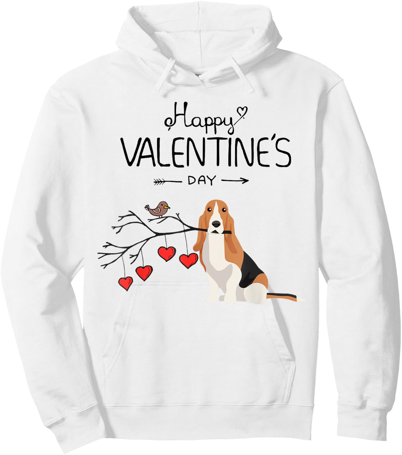 Dog Is My Valentines Day Basset Hound Hoodie - Hoodie | White