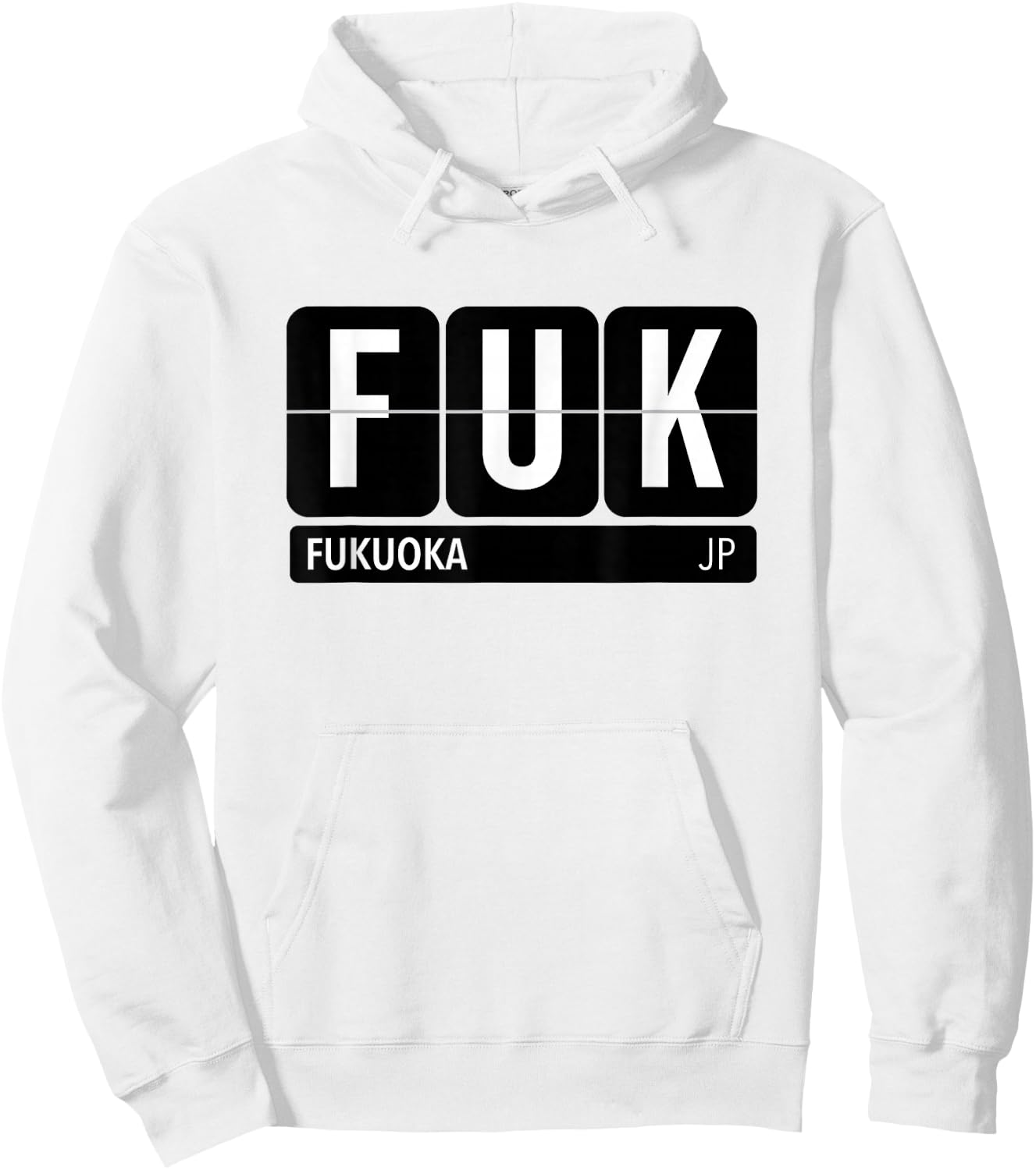 FUK Fukuoka Japan Travel Souvenir White Text Hoodie - Hoodie | White