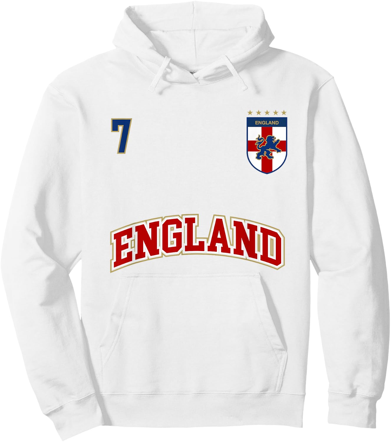 England Football Team Shirt Number 7 + BACK English Flag Hoodie - Hoodie | White