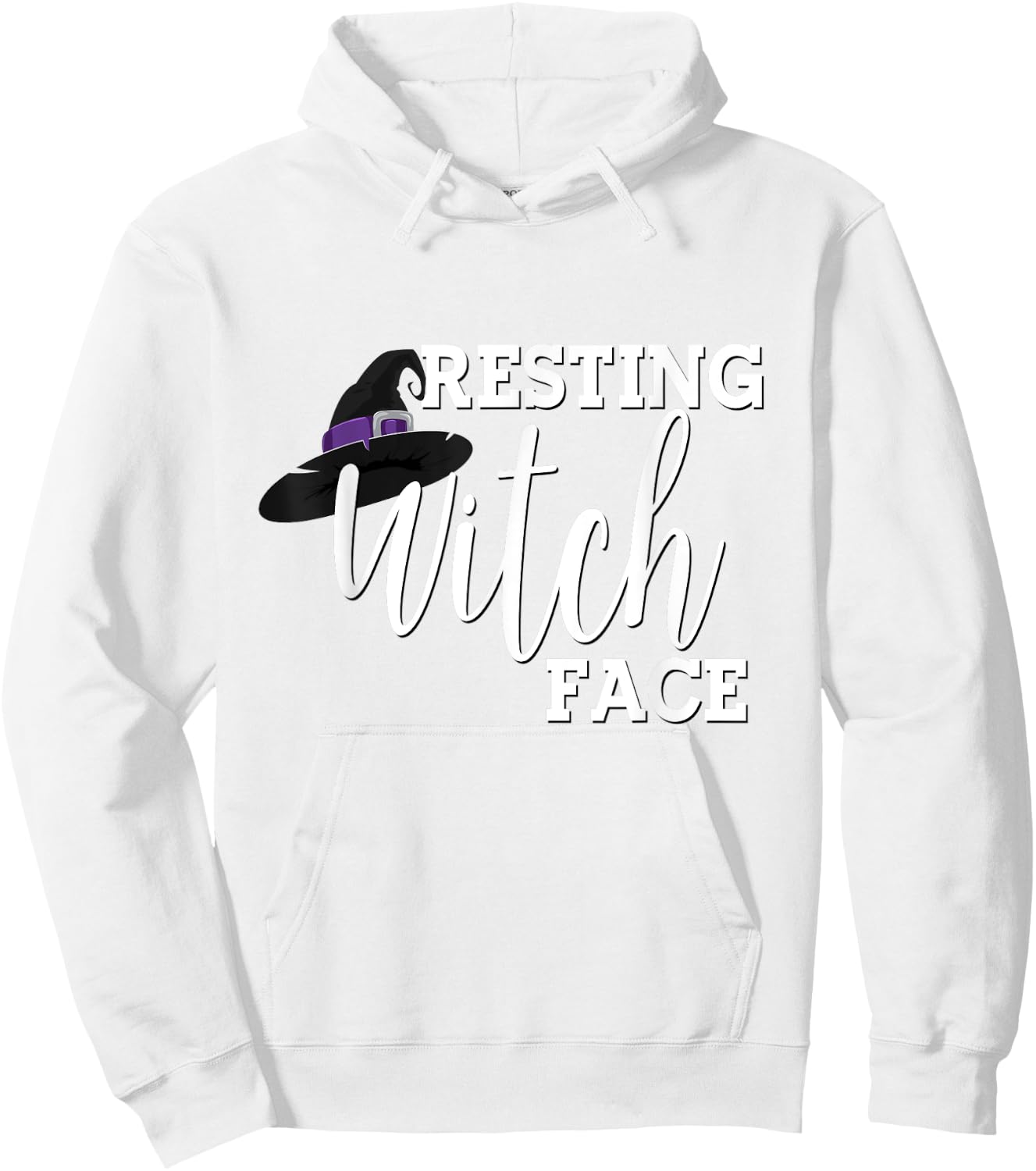 Resting Witch Face Witch Hat Halloween Party Women Hoodie - Hoodie | White