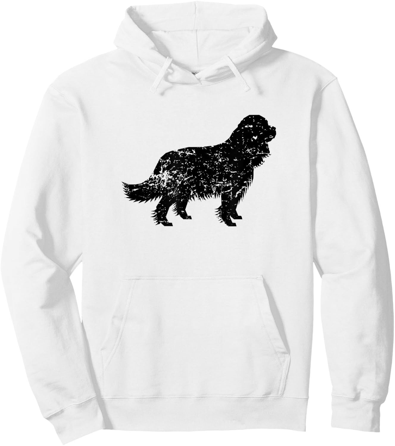 Distressed Cavalier King Charles Spaniel Silhouette Dog Men Women Girls Kids Hoodie - Hoodie | White