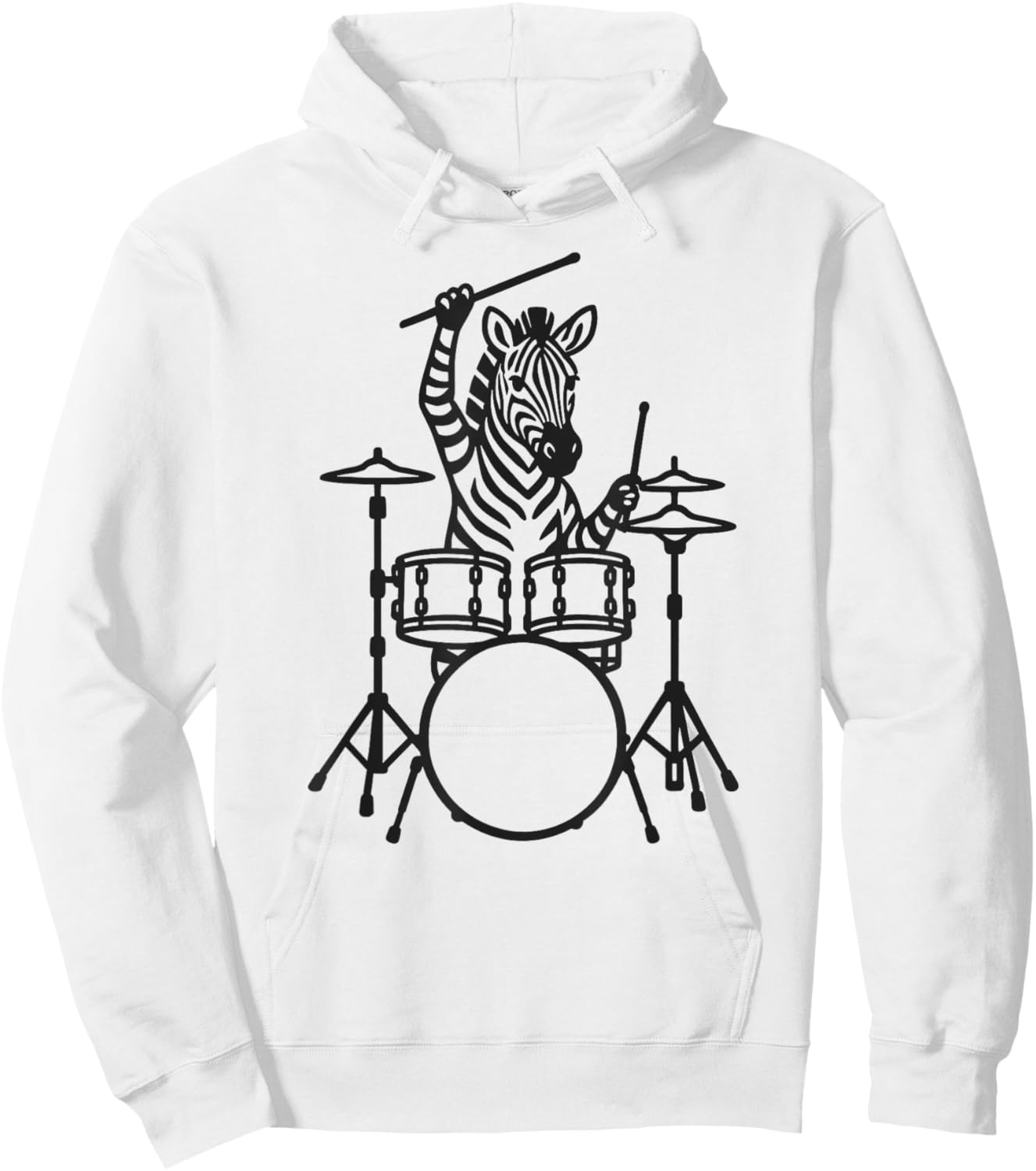 Funny Zebra Drummer Drumming Drums Music Lover Boys Girls Hoodie - Hoodie | White